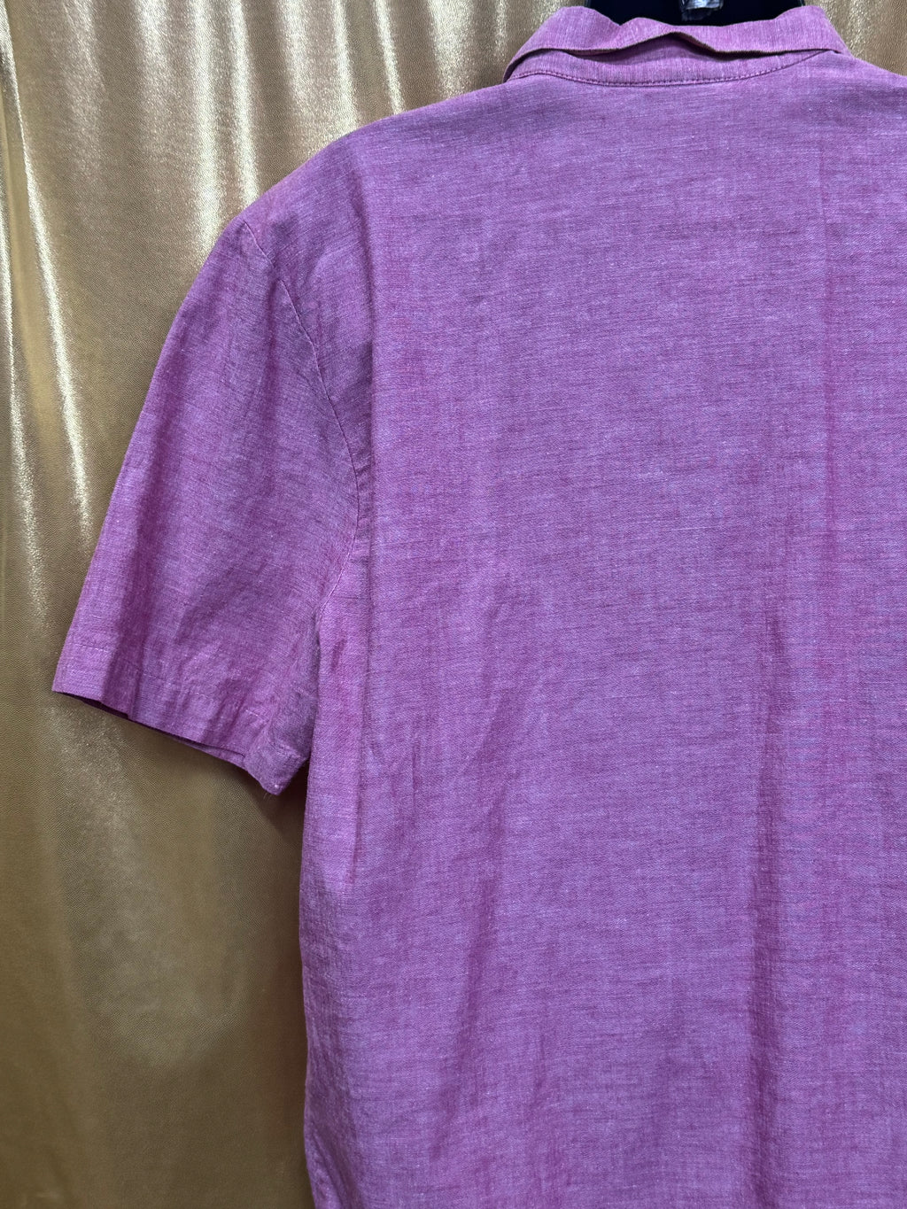 Norton & Company Pink Cotton Blend Short Sleeve Button-Up Shirt, Size L
