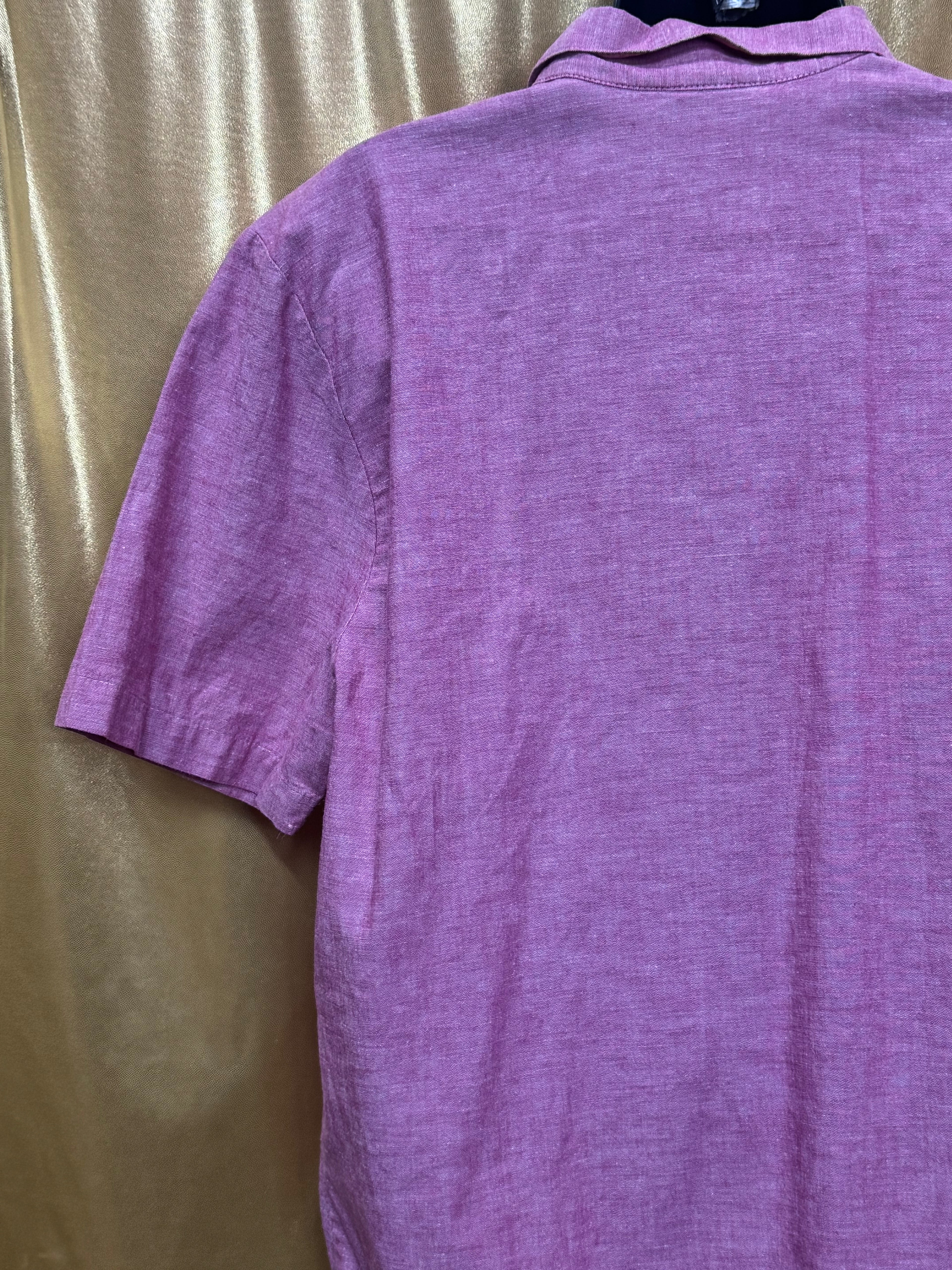Norton & Company Pink Cotton Blend Short Sleeve Button-Up Shirt, Size L