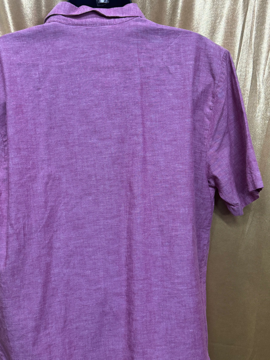 Norton & Company Pink Cotton Blend Short Sleeve Button-Up Shirt, Size L