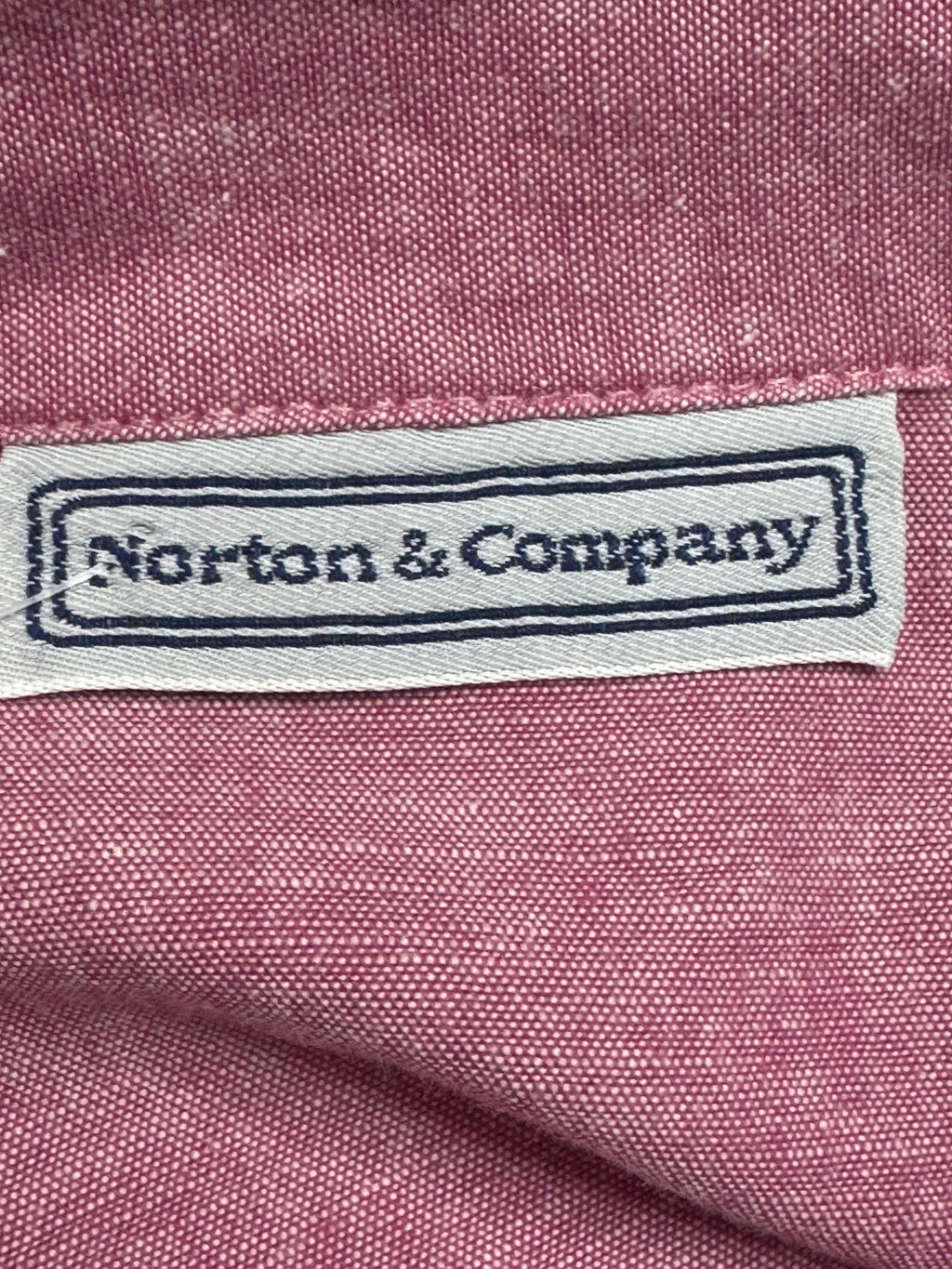 Norton & Company Pink Cotton Blend Short Sleeve Button-Up Shirt, Size L