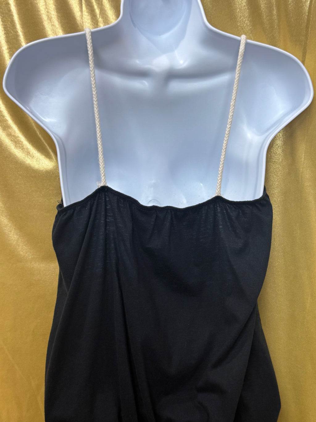 Vintage Bongo Black Rope Strap Tank Top with Wooden Beads Size L