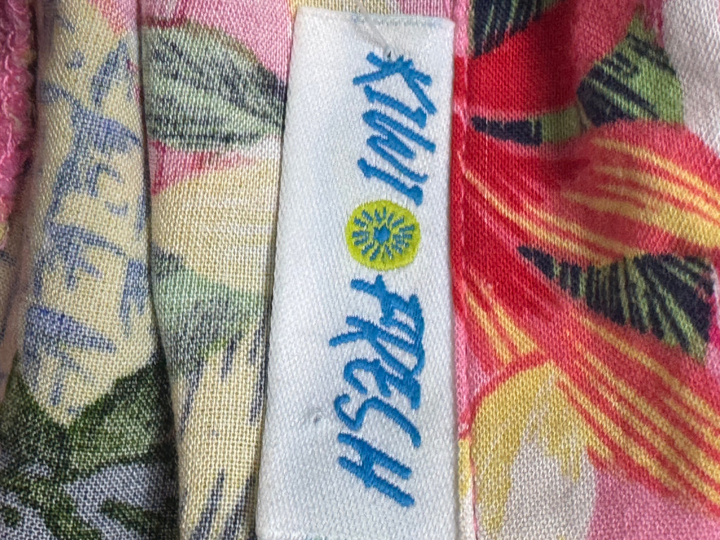 Kiwi Fresh Pink Tropical Pineapple Rayon Button Down Shirt Size Large