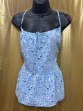 Gilli Light Blue Floral Peplum Cami Top | Size Large