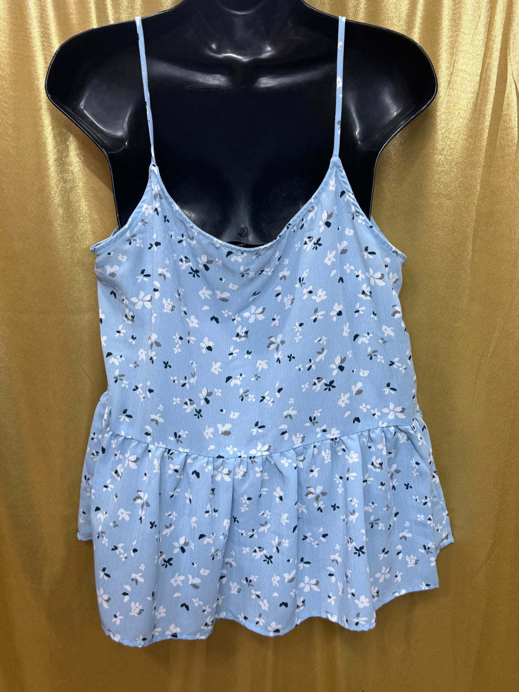 Gilli Light Blue Floral Peplum Cami Top | Size Large