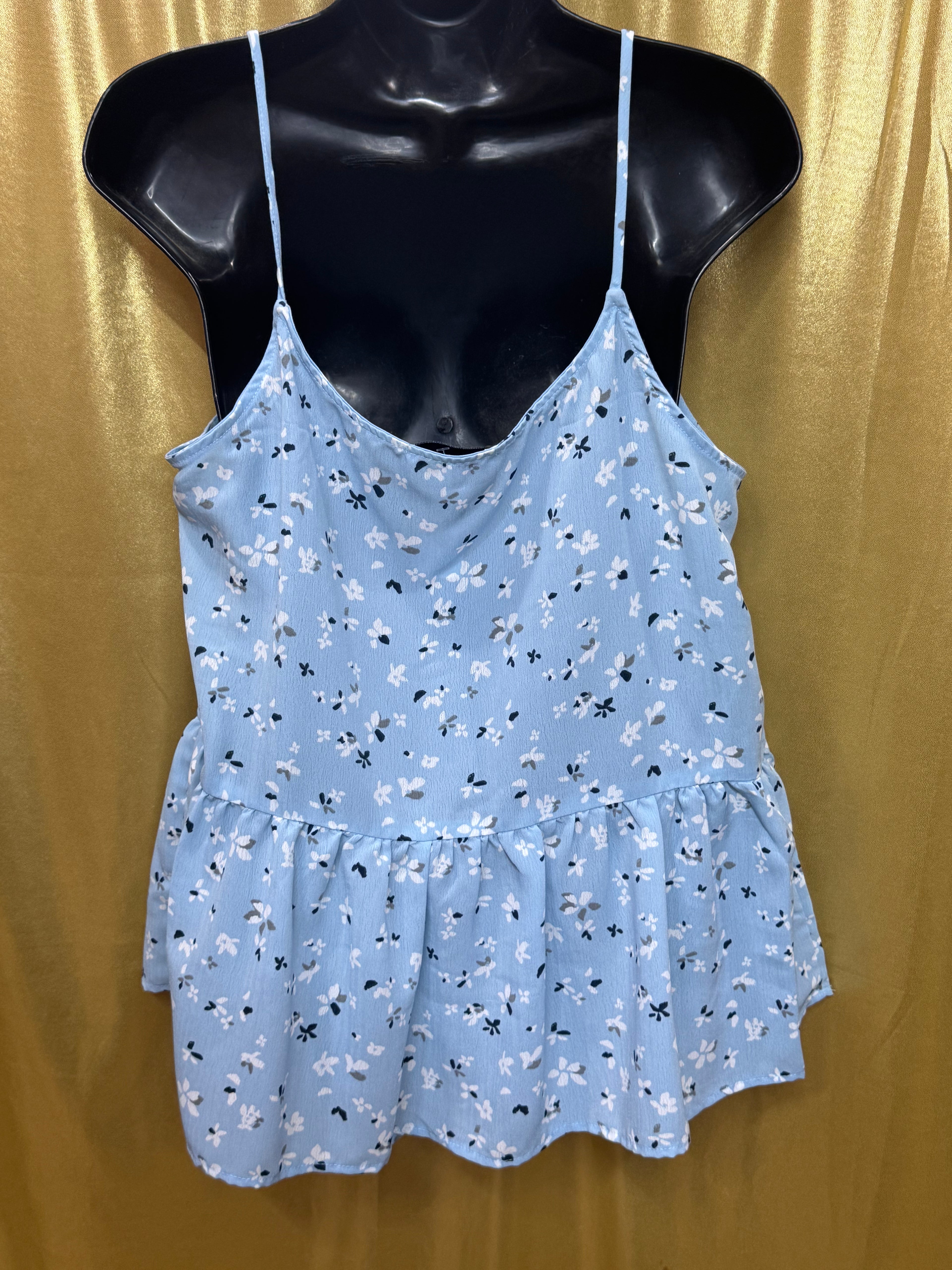Gilli Light Blue Floral Peplum Cami Top | Size Large