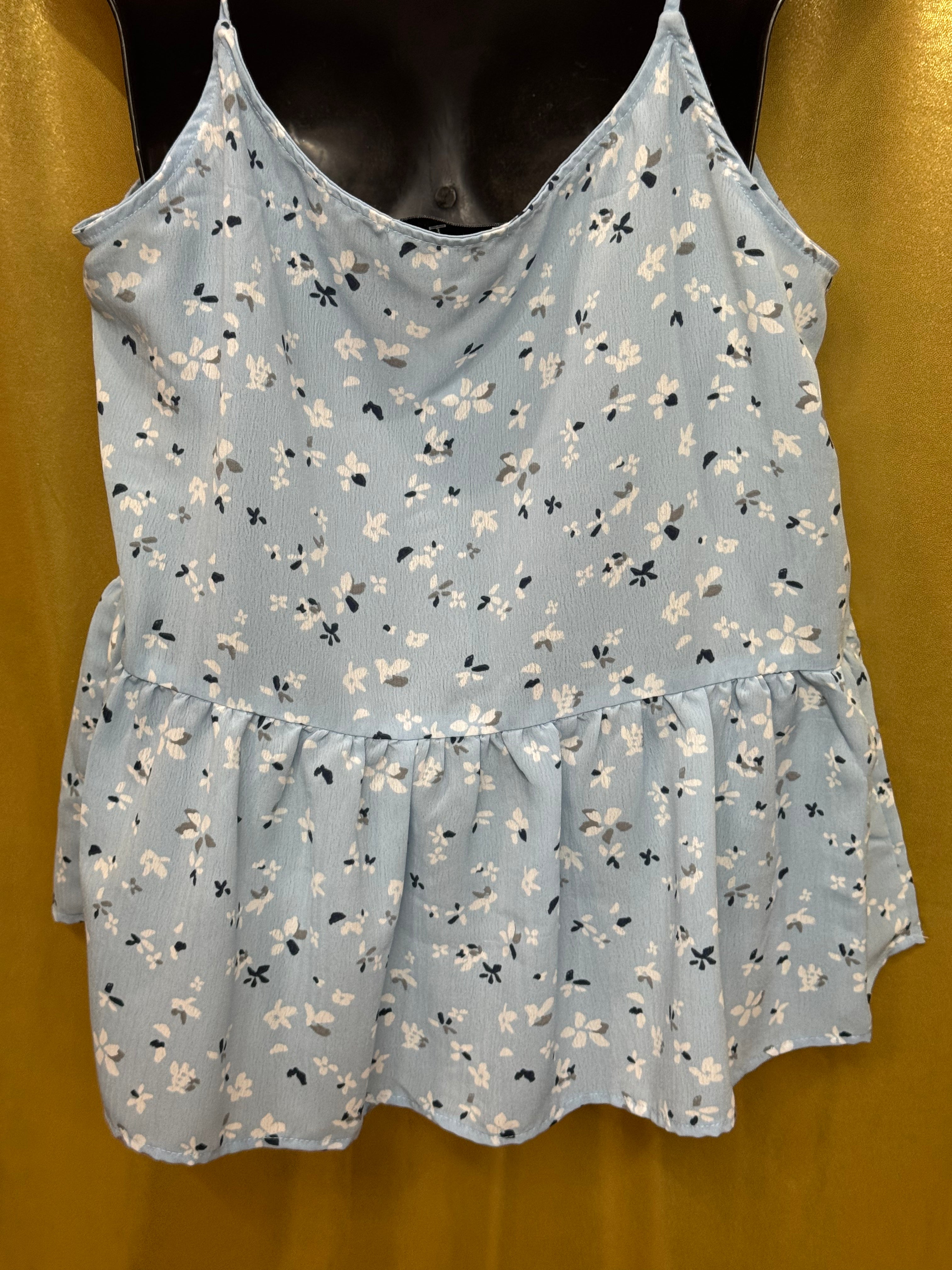 Gilli Light Blue Floral Peplum Cami Top | Size Large