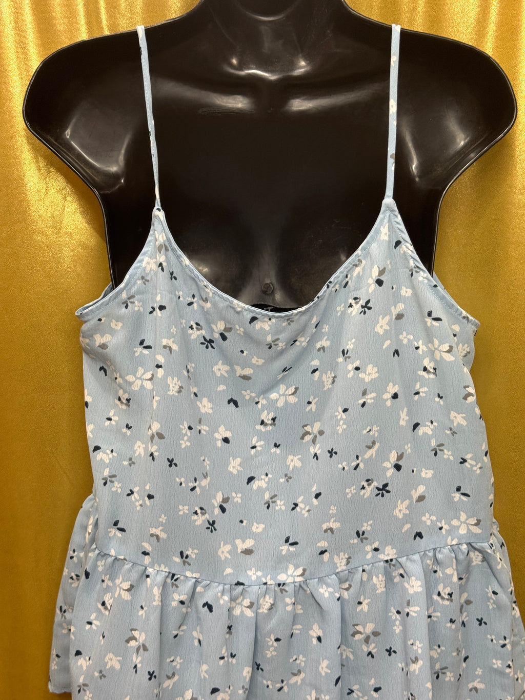 Gilli Light Blue Floral Peplum Cami Top | Size Large