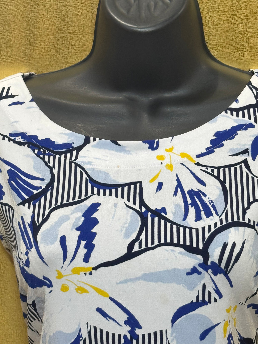 Jules & Leopold Blue Floral Striped Top Size L | Made in Canada Spandex Blend