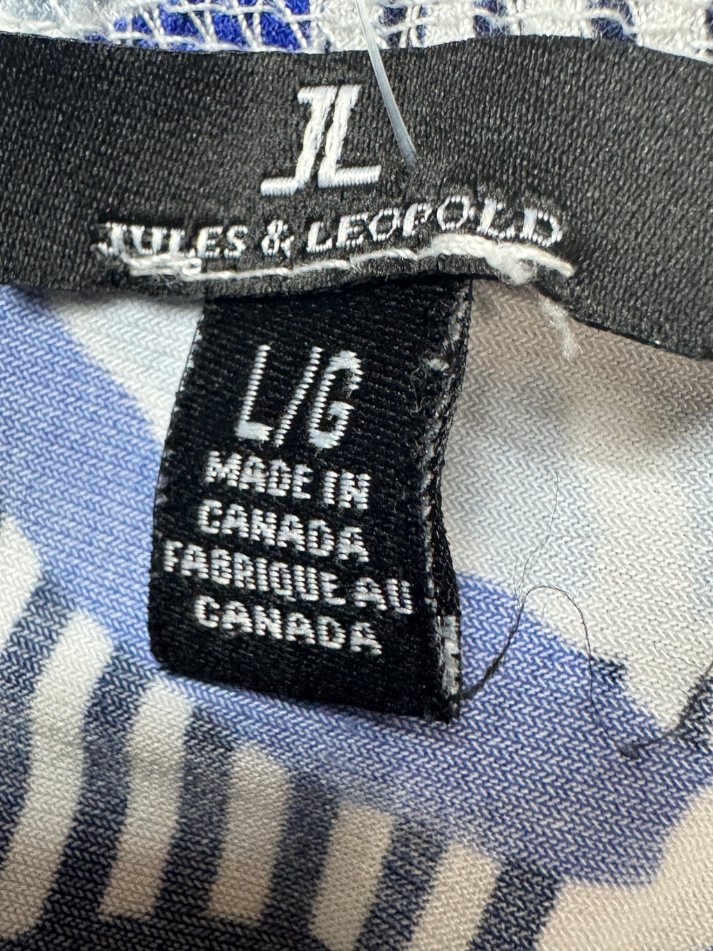 Jules & Leopold Blue Floral Striped Top Size L | Made in Canada Spandex Blend