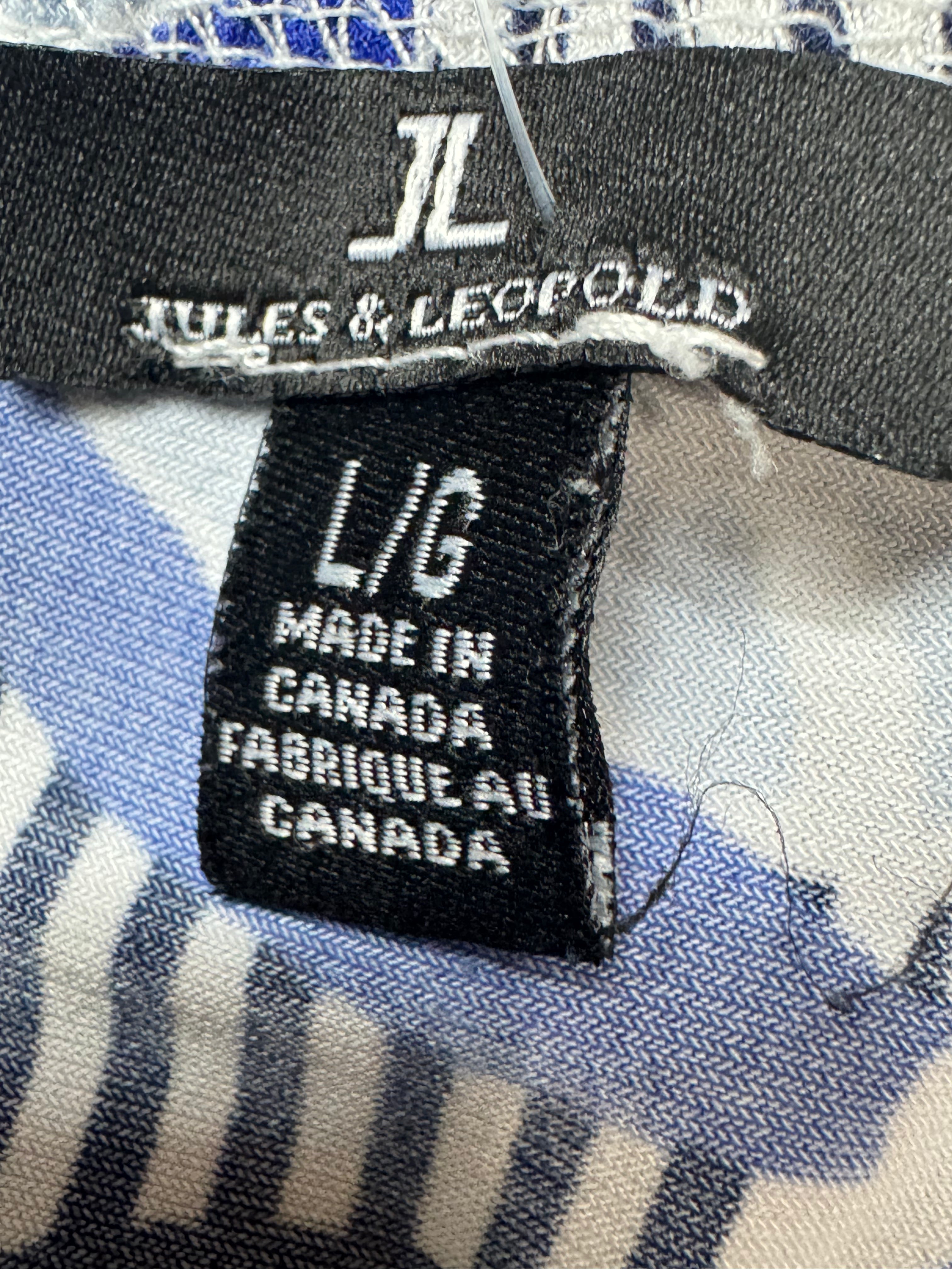 Jules & Leopold Blue Floral Striped Top Size L | Made in Canada Spandex Blend