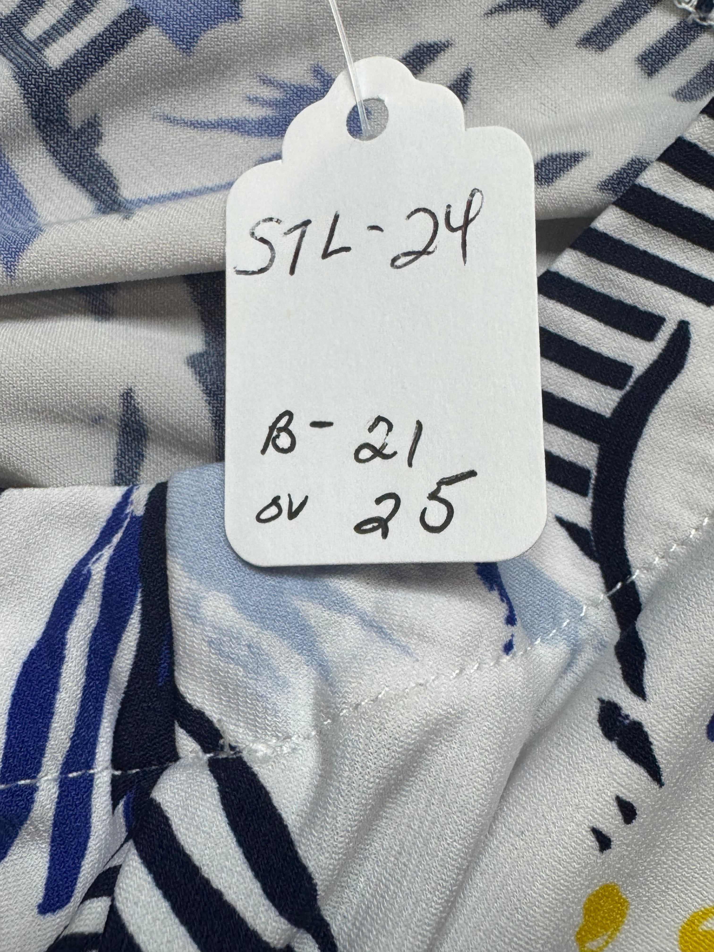 Jules & Leopold Blue Floral Striped Top Size L | Made in Canada Spandex Blend