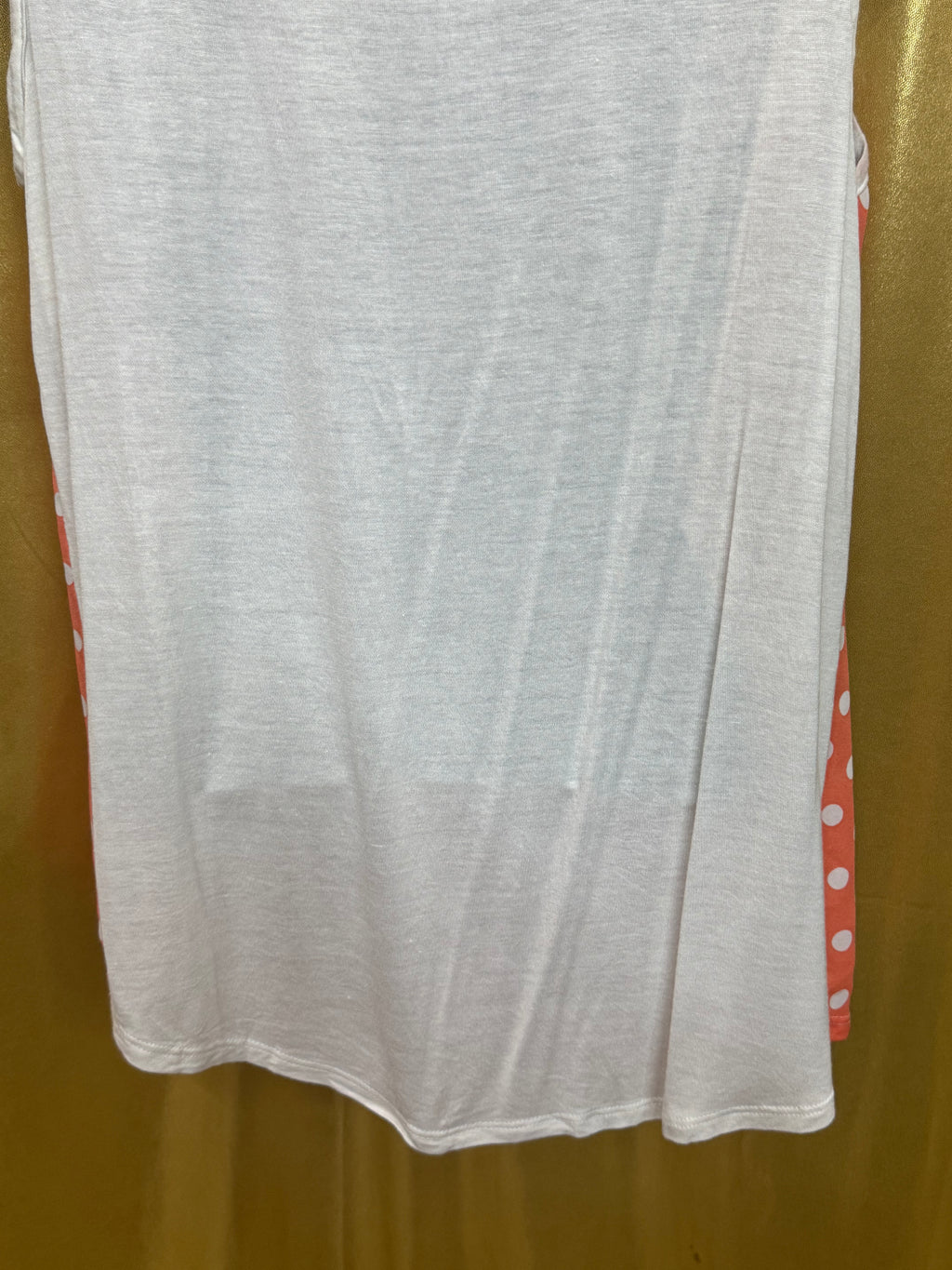 Claudia Richard Coral Polka Dot Tank Top Lace Shoulder Accents Size L USA Made