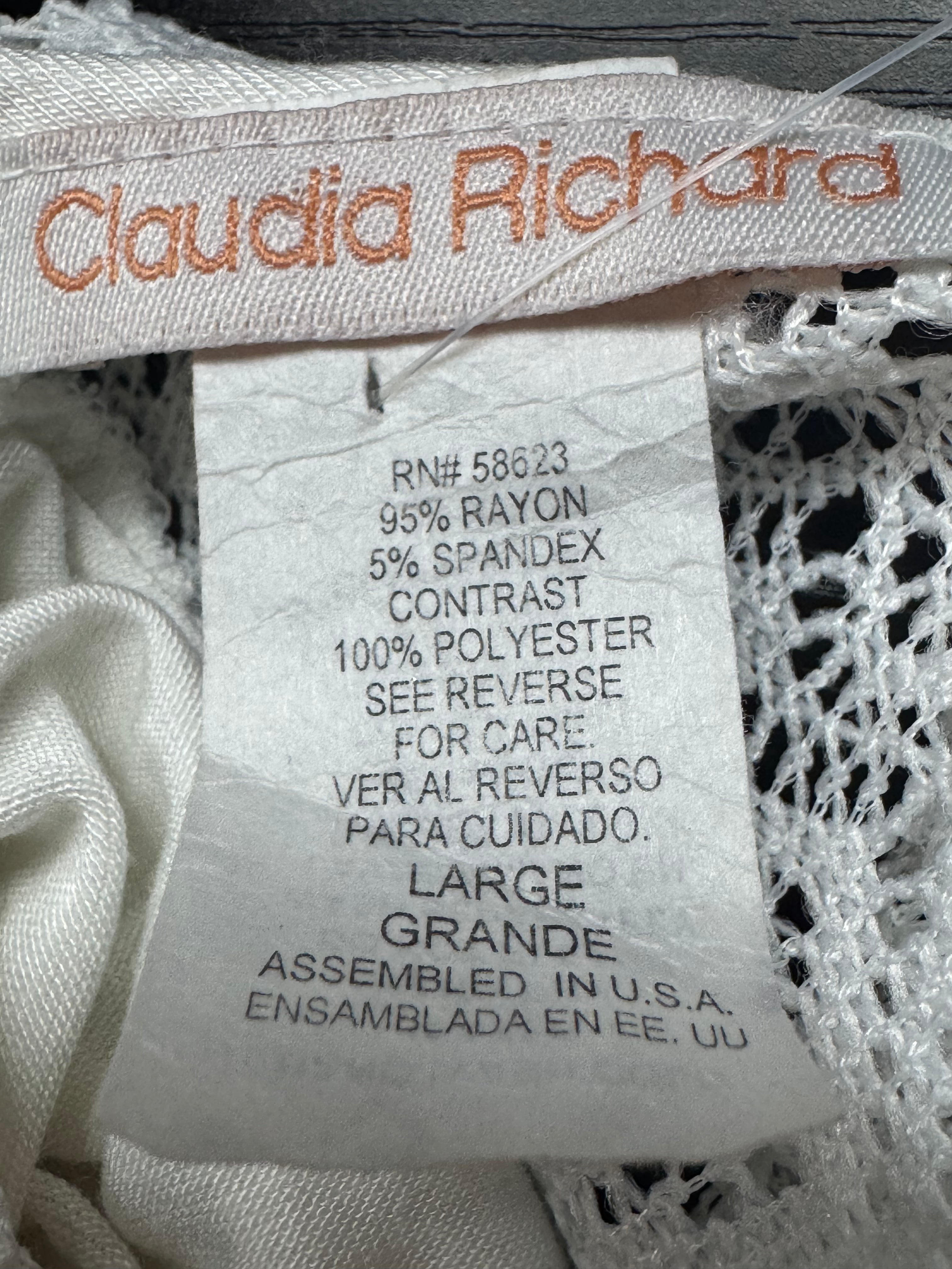 Claudia Richard Coral Polka Dot Tank Top Lace Shoulder Accents Size L USA Made