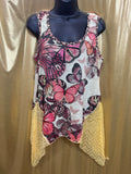 Live and Let Live Butterfly Lace Asymmetric Tank Top Size L