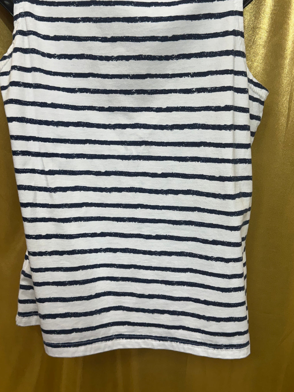 Allison Whitmore Striped V-Neck Tank Top Size Large White Black Cotton Blend