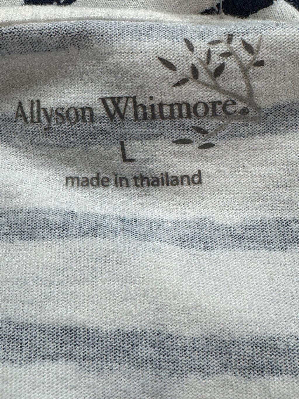 Allison Whitmore Striped V-Neck Tank Top Size Large White Black Cotton Blend