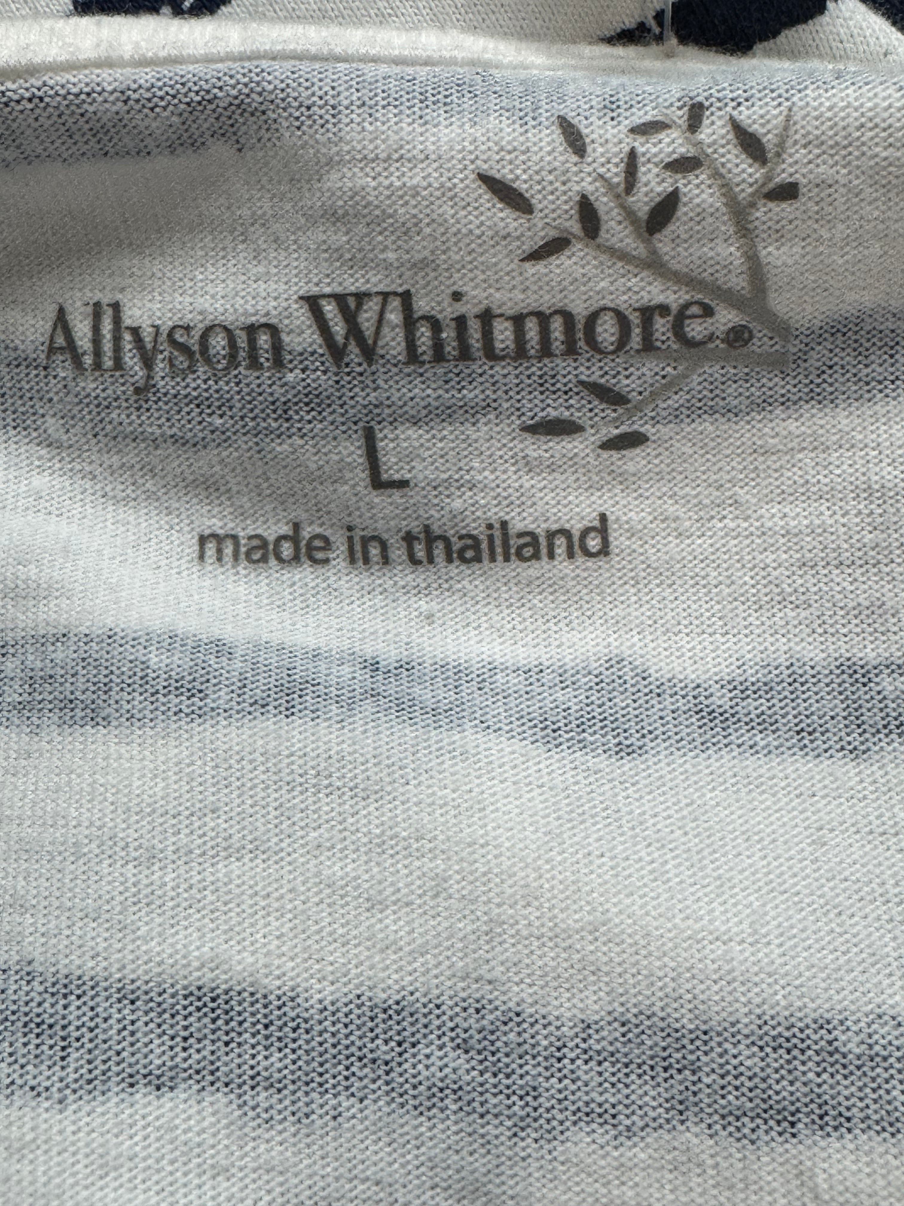 Allison Whitmore Striped V-Neck Tank Top Size Large White Black Cotton Blend