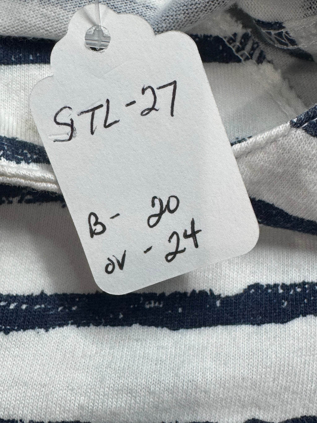 Allison Whitmore Striped V-Neck Tank Top Size Large White Black Cotton Blend