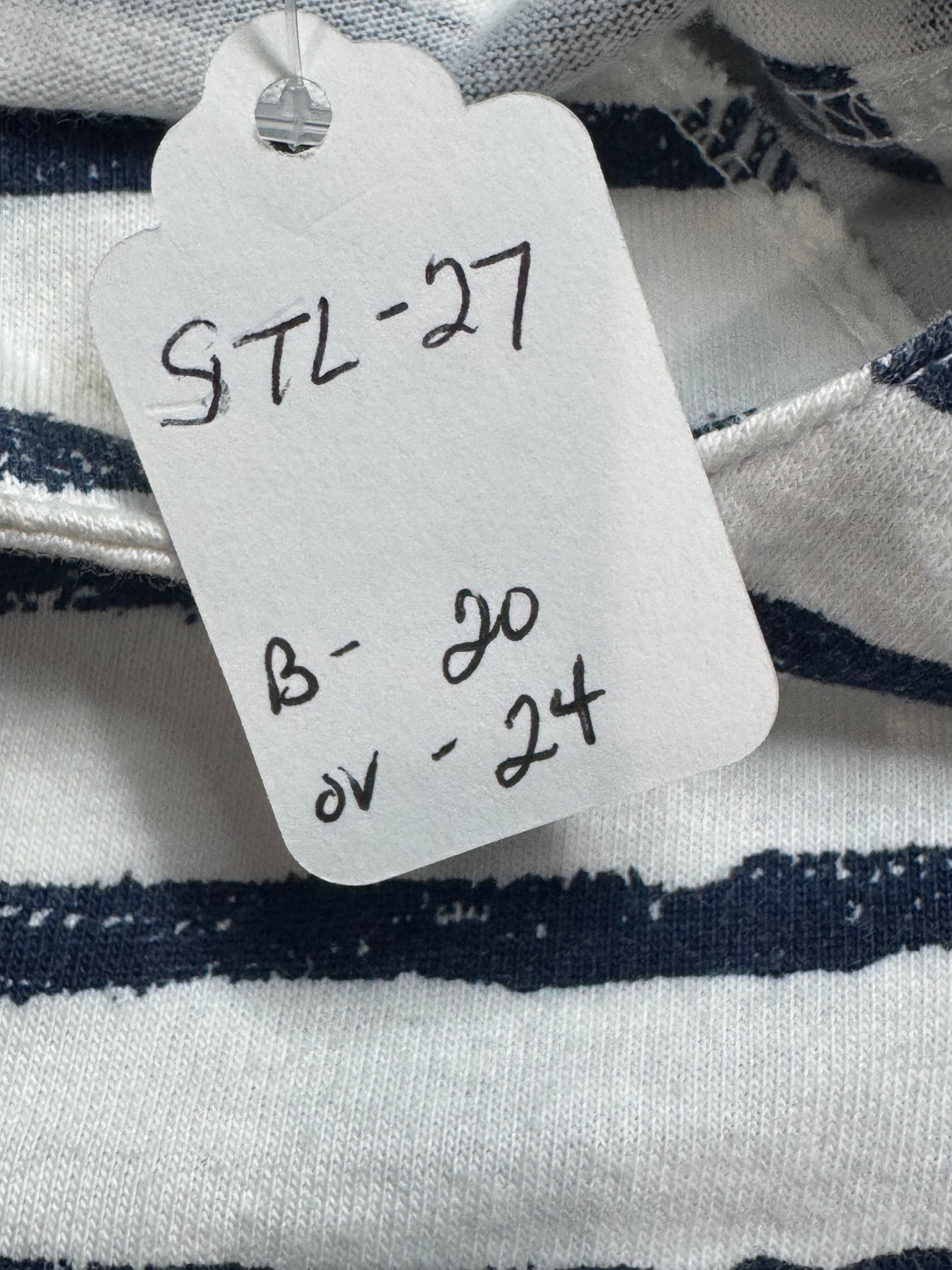 Allison Whitmore Striped V-Neck Tank Top Size Large White Black Cotton Blend