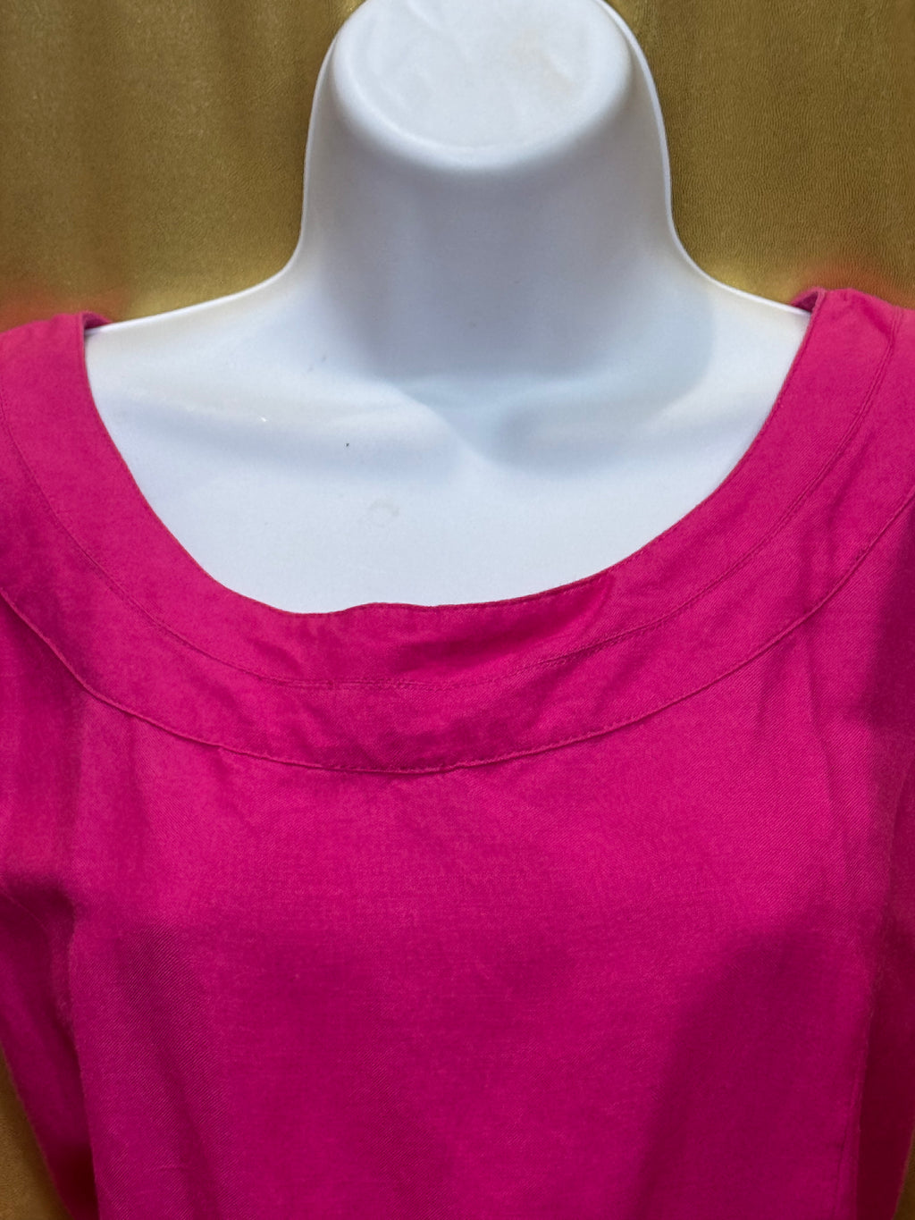 Appraisal Hot Pink Sleeveless Blouse Woven Cross-Stitch Waist Ramie Blend Large