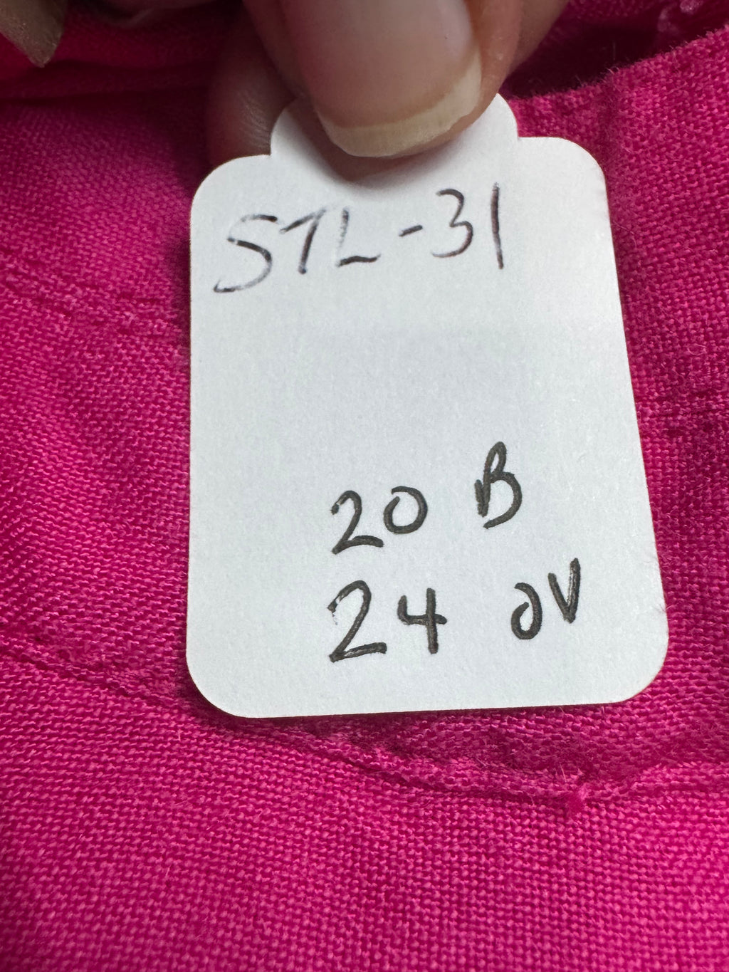 Appraisal Hot Pink Sleeveless Blouse Woven Cross-Stitch Waist Ramie Blend Large