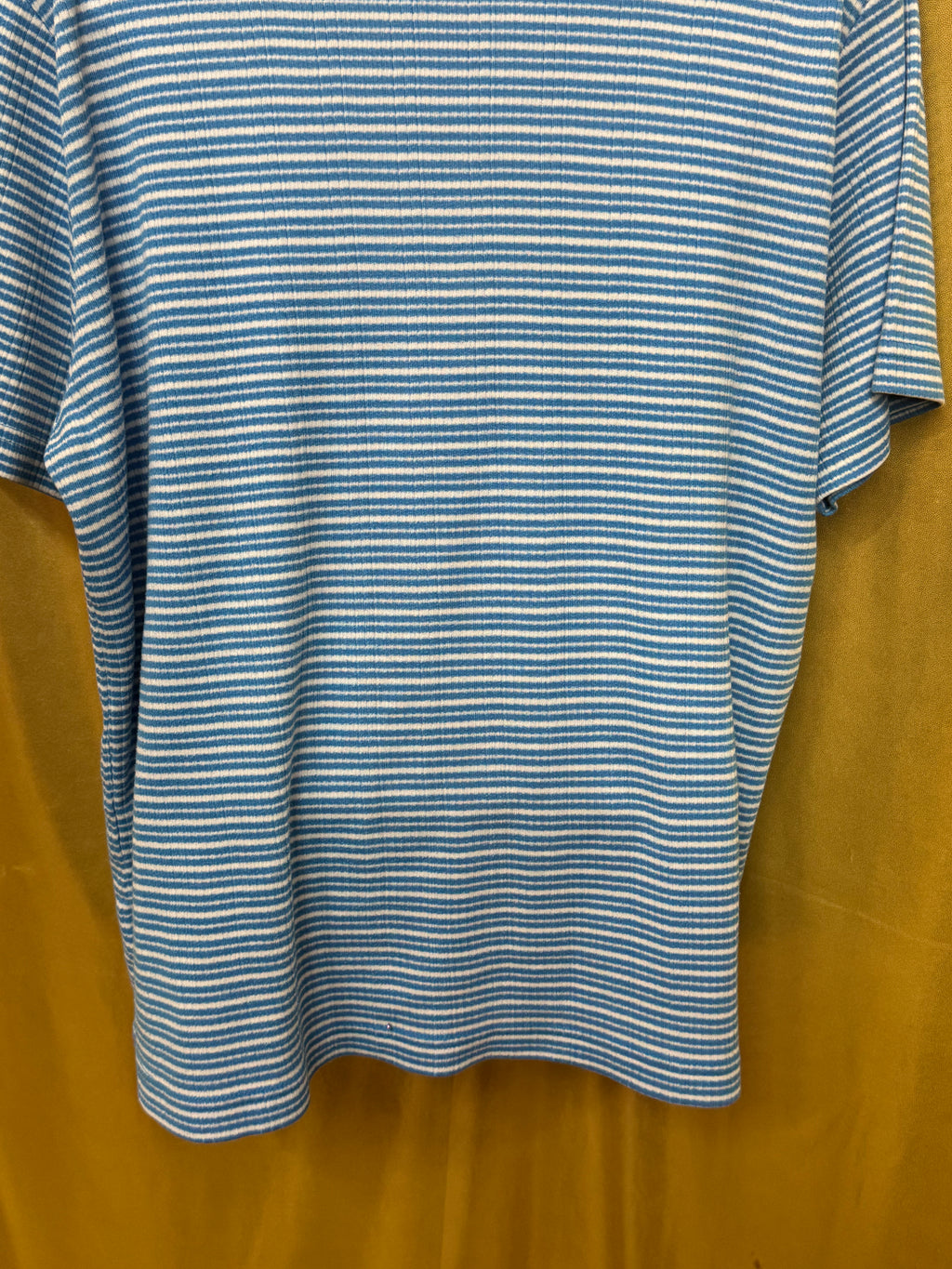 Vintage Cabin Creek Blue & White Striped Ribbed Crewneck Tee - Size L