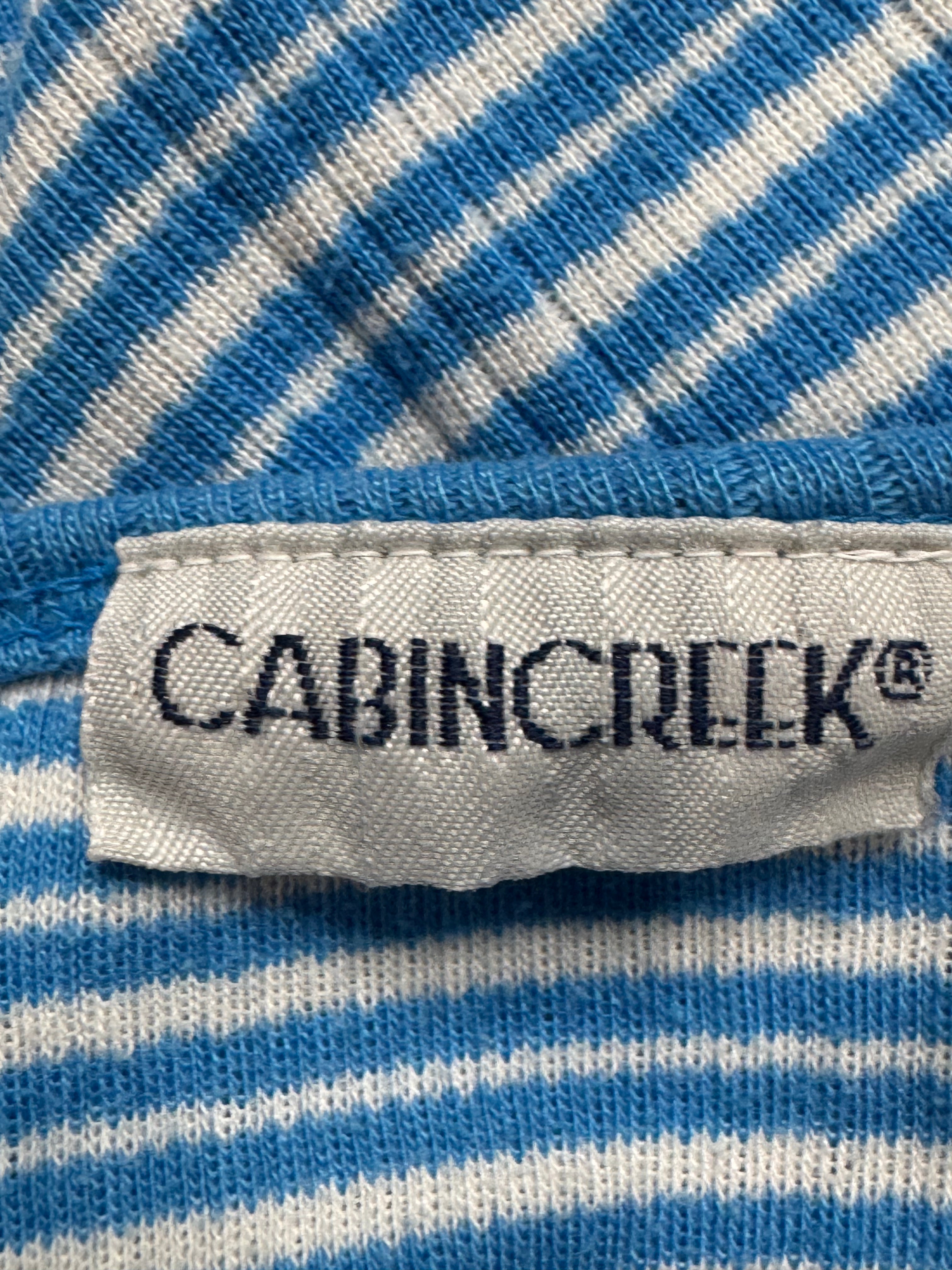 Vintage Cabin Creek Blue & White Striped Ribbed Crewneck Tee - Size L
