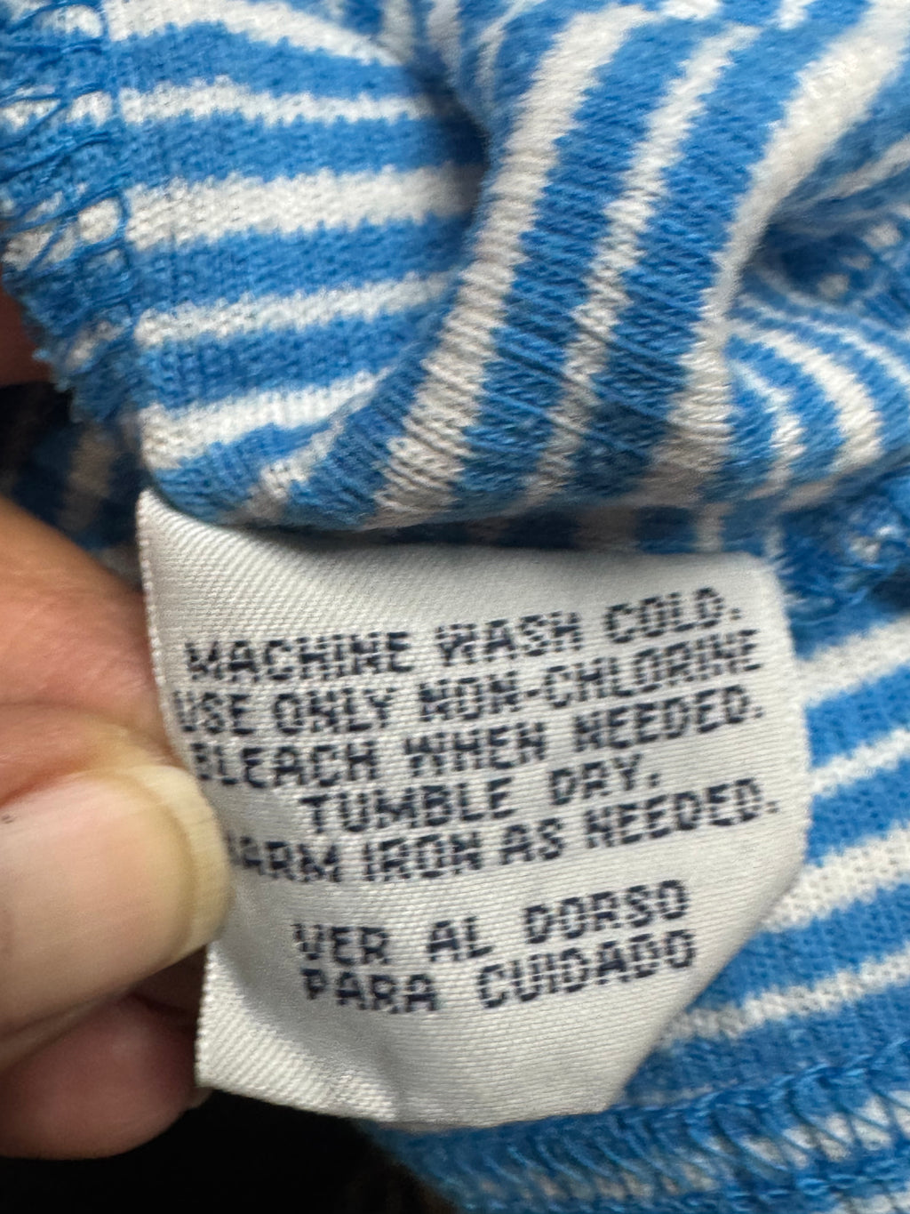 Vintage Cabin Creek Blue & White Striped Ribbed Crewneck Tee - Size L