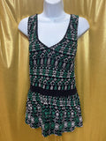Anthropologie Maeve Cammie Embroidered Peplum Tank Top Size L Boho Green