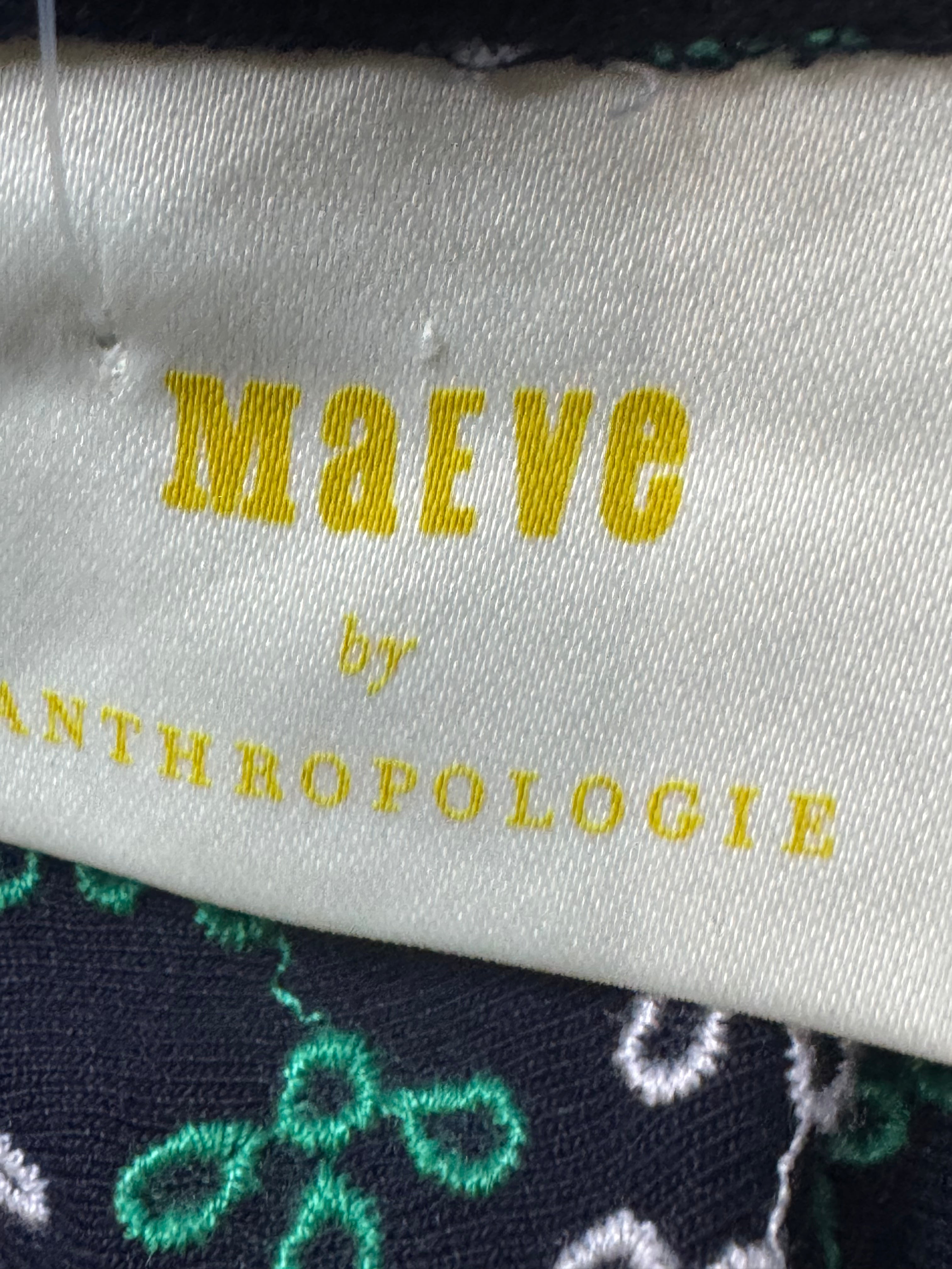 Anthropologie Maeve Cammie Embroidered Peplum Tank Top Size L Boho Green