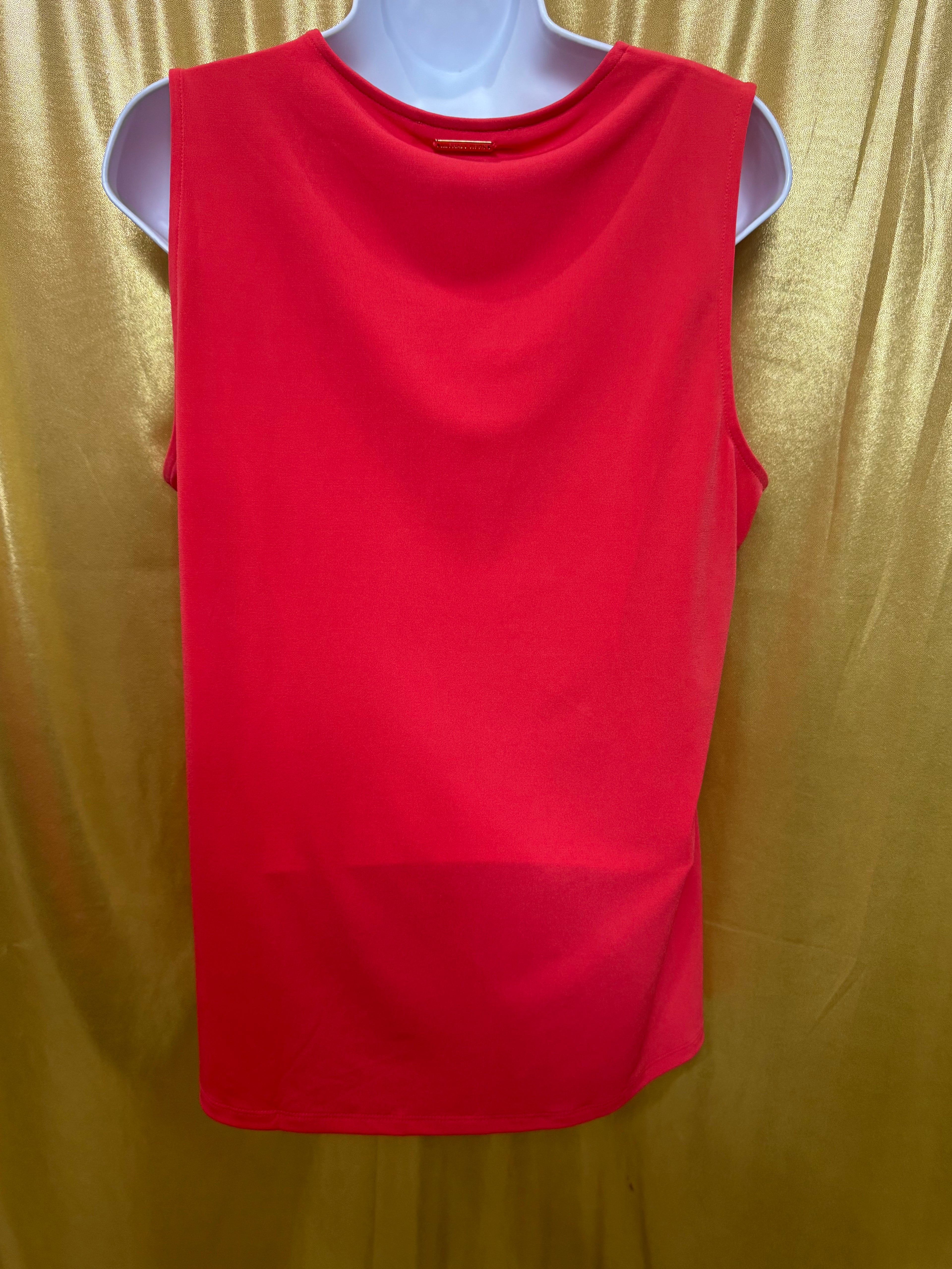 MICHAEL Michael Kors Red Lace-Up V-Neck Sleeveless Top Tank Size L