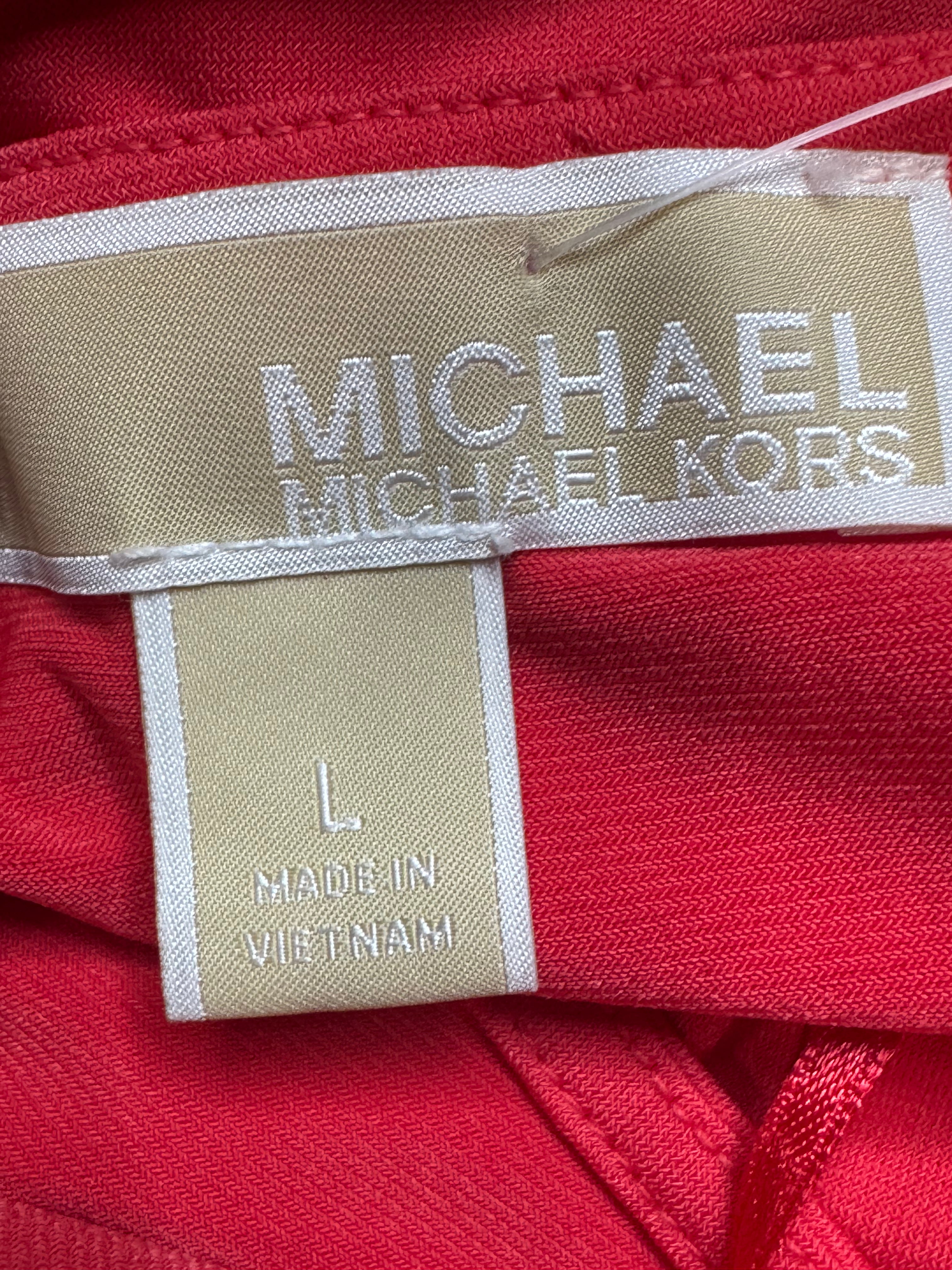MICHAEL Michael Kors Red Lace-Up V-Neck Sleeveless Top Tank Size L