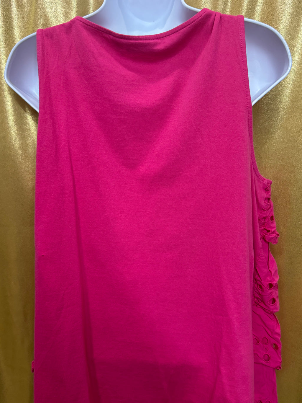 ELLE Dark Pink Eyelet Ruffled Tiered Tank Top Blouse – Women's Size Large