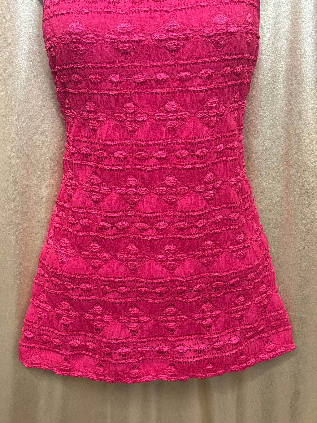 CDIV Creative Design Works Red Halter Top Shacker Texture Sleeveless Blouse Size L