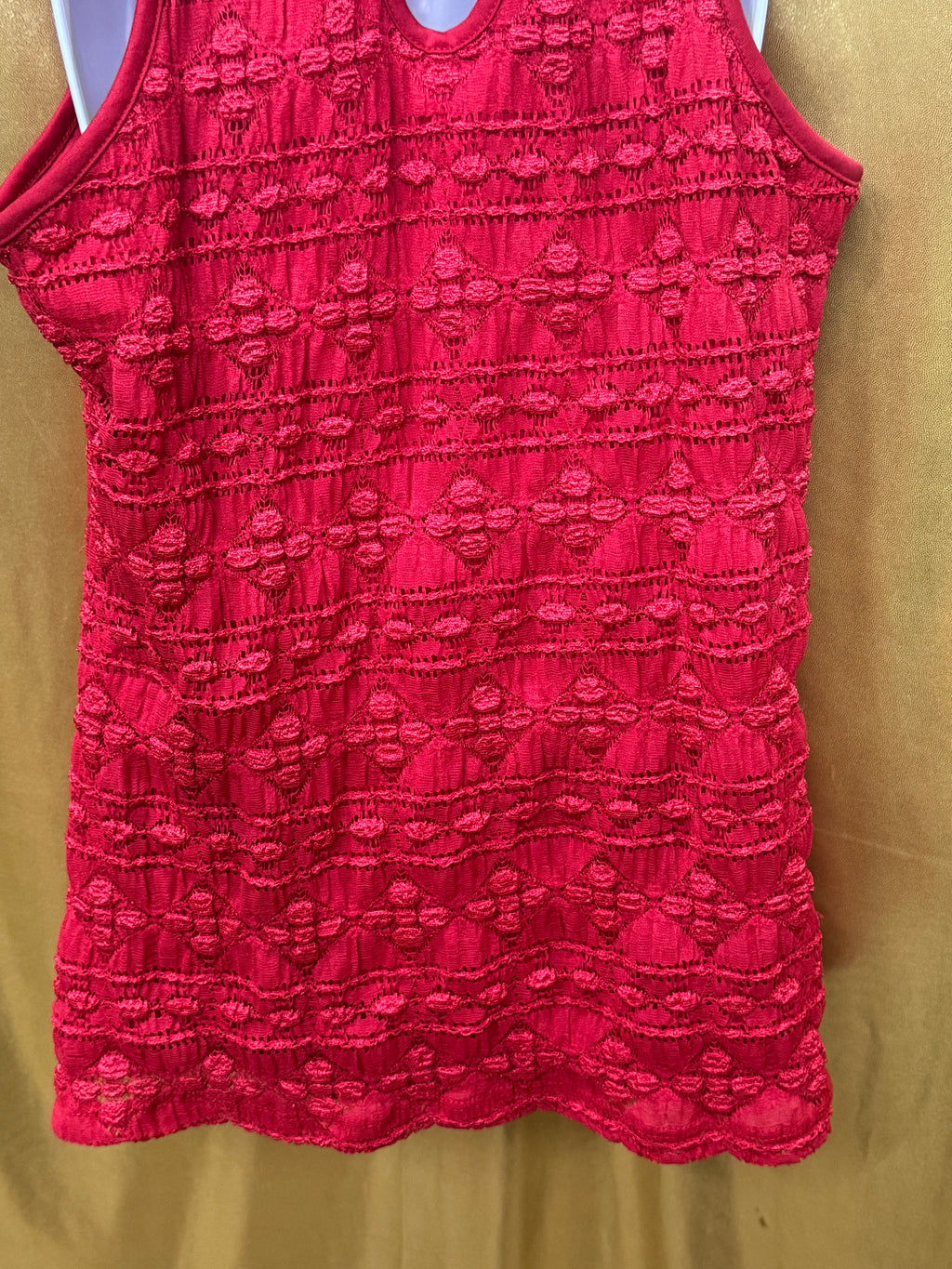 CDIV Creative Design Works Red Halter Top Shacker Texture Sleeveless Blouse Size L
