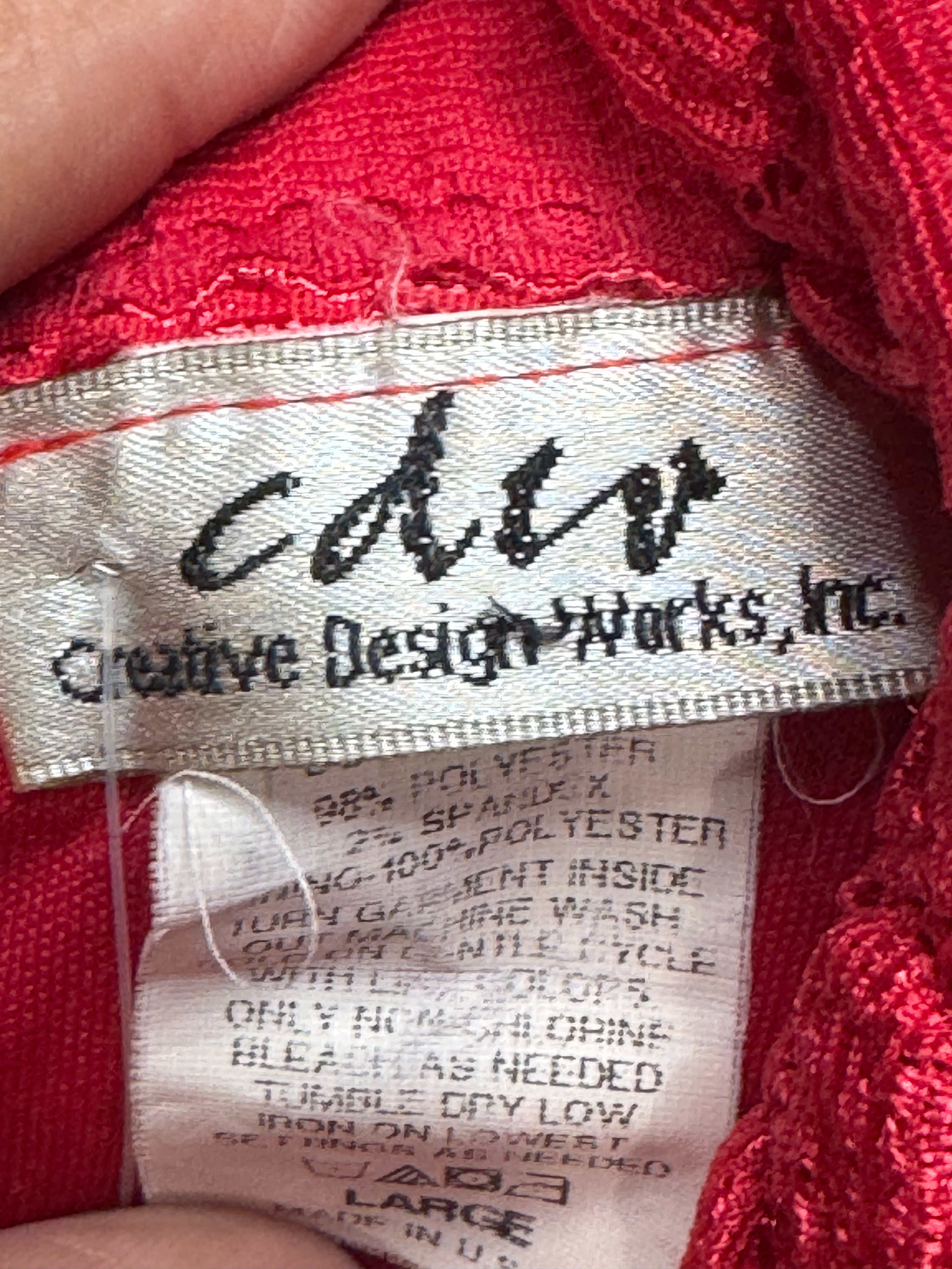 CDIV Creative Design Works Red Halter Top Shacker Texture Sleeveless Blouse Size L