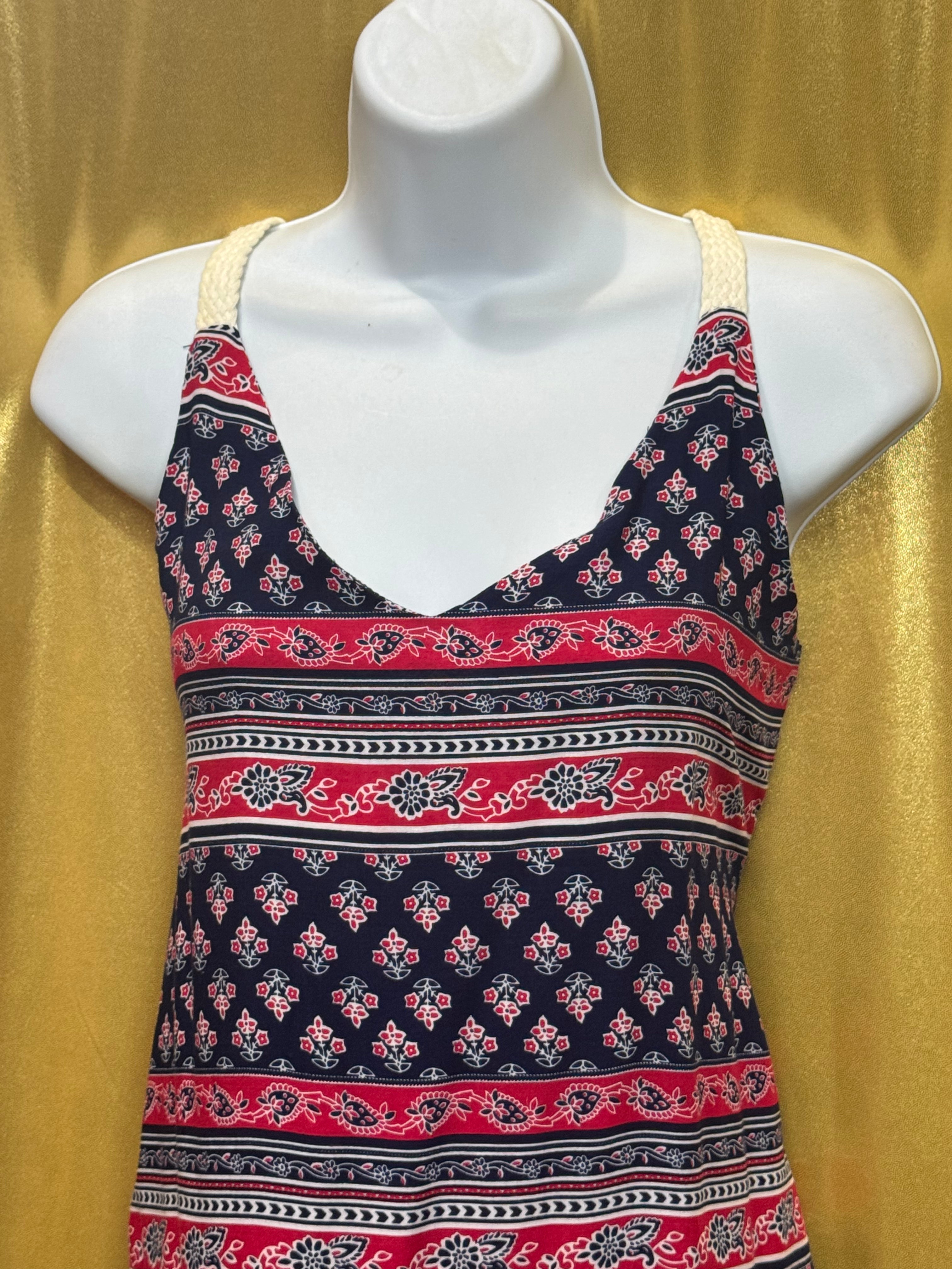 Epilogue Bohemian Geometric Floral Print Tank Top Tunic Knit Strap Size L
