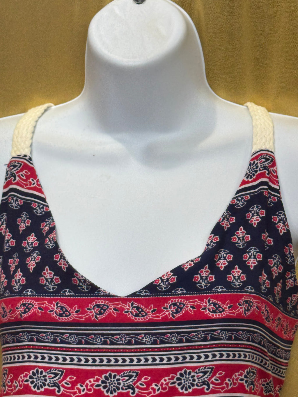 Epilogue Bohemian Geometric Floral Print Tank Top Tunic Knit Strap Size L