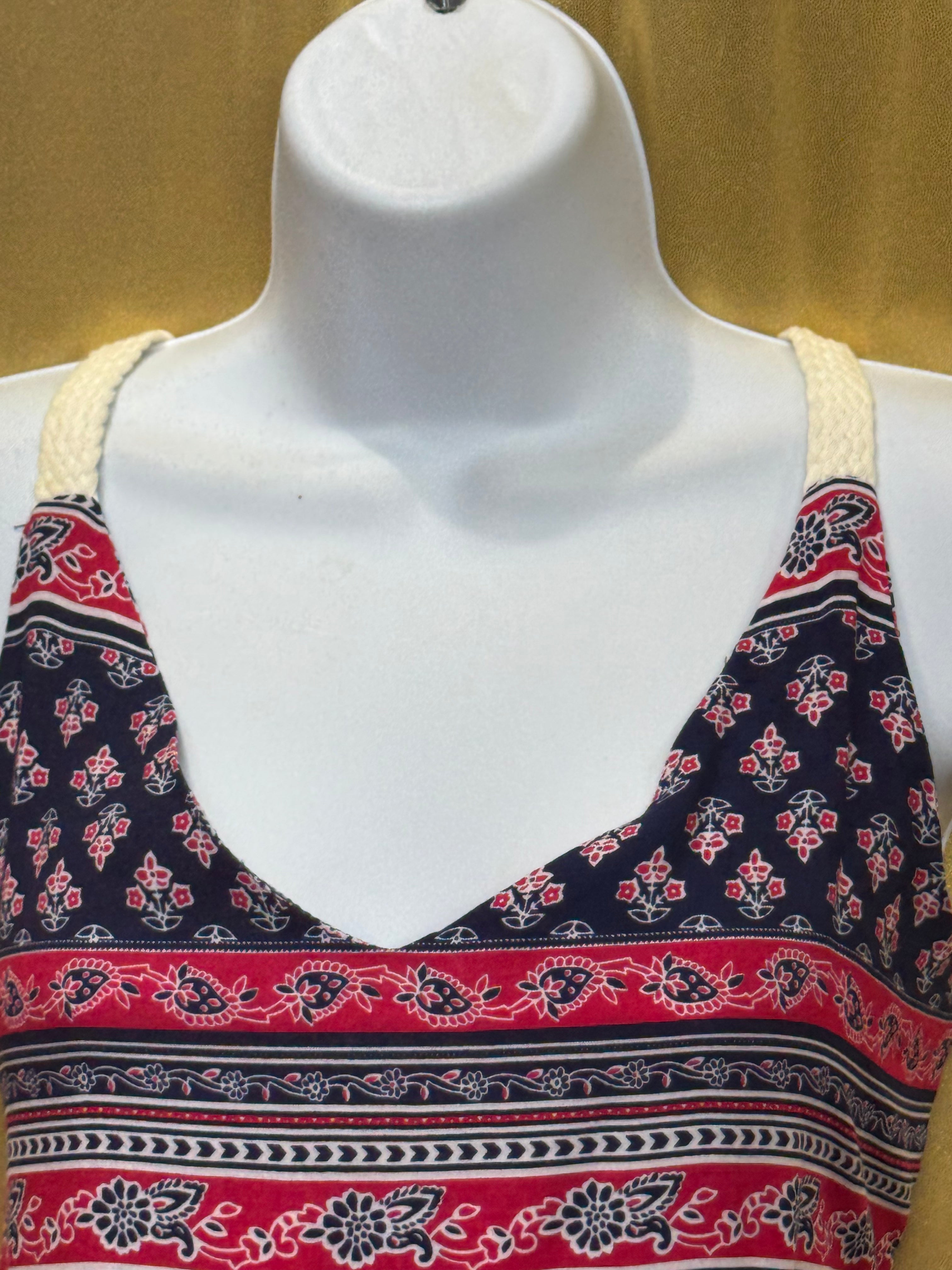 Epilogue Bohemian Geometric Floral Print Tank Top Tunic Knit Strap Size L