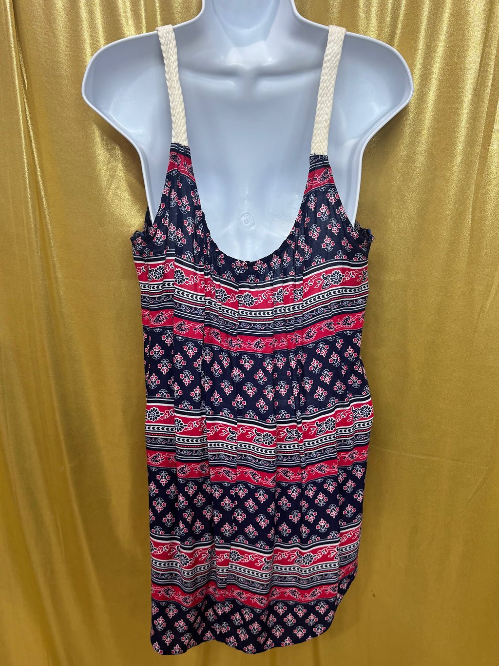 Epilogue Bohemian Geometric Floral Print Tank Top Tunic Knit Strap Size L