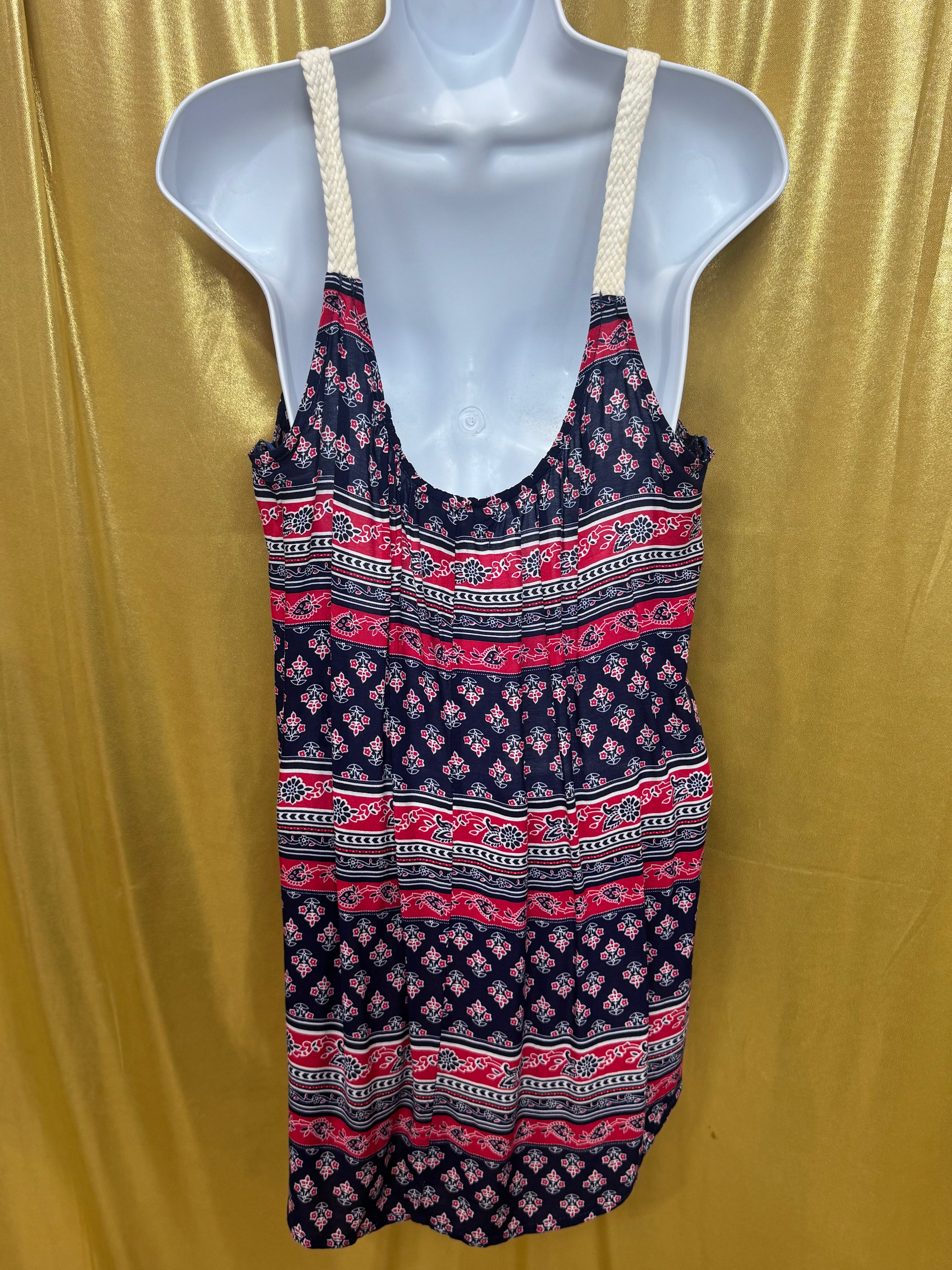 Epilogue Bohemian Geometric Floral Print Tank Top Tunic Knit Strap Size L