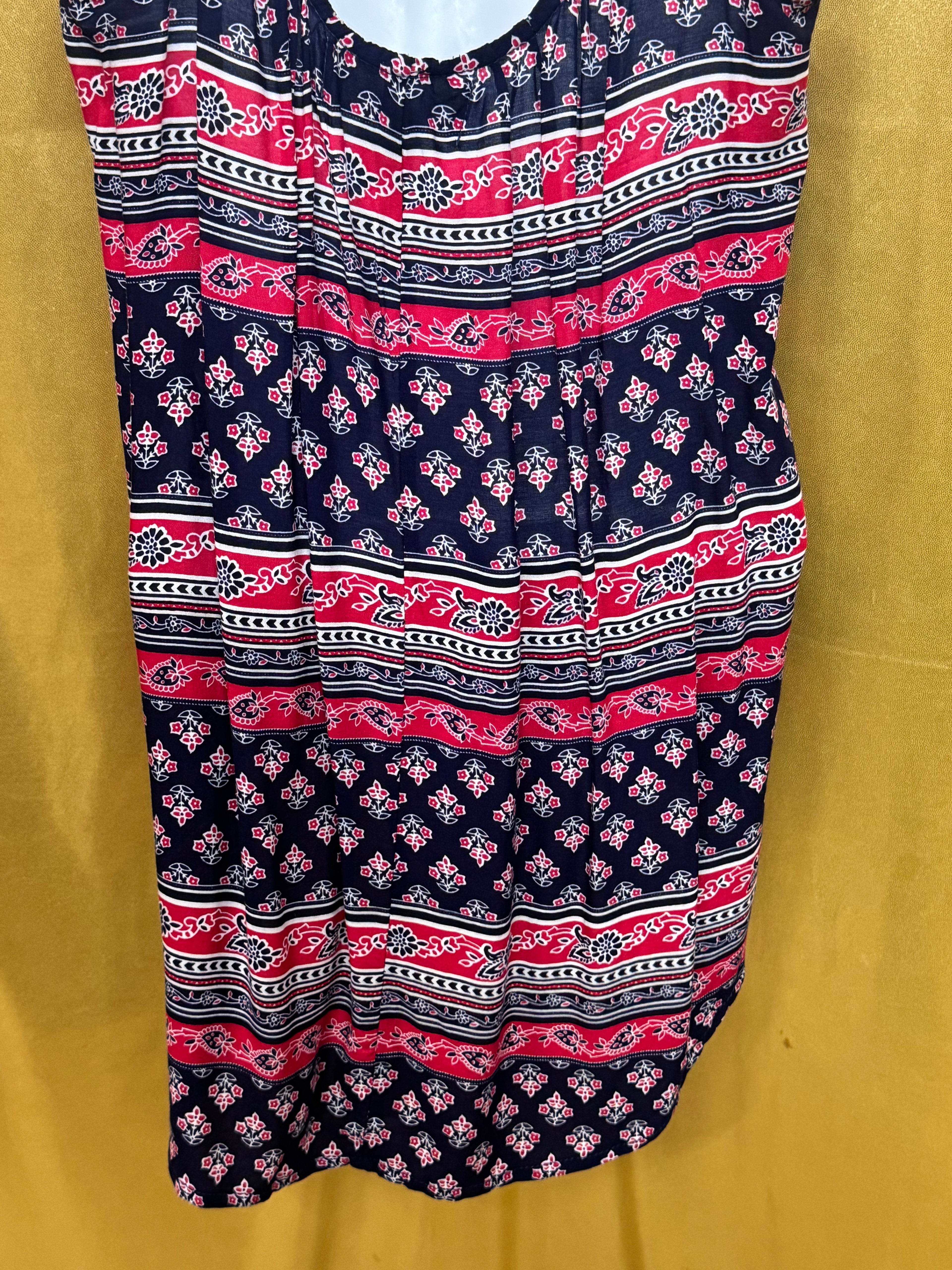 Epilogue Bohemian Geometric Floral Print Tank Top Tunic Knit Strap Size L