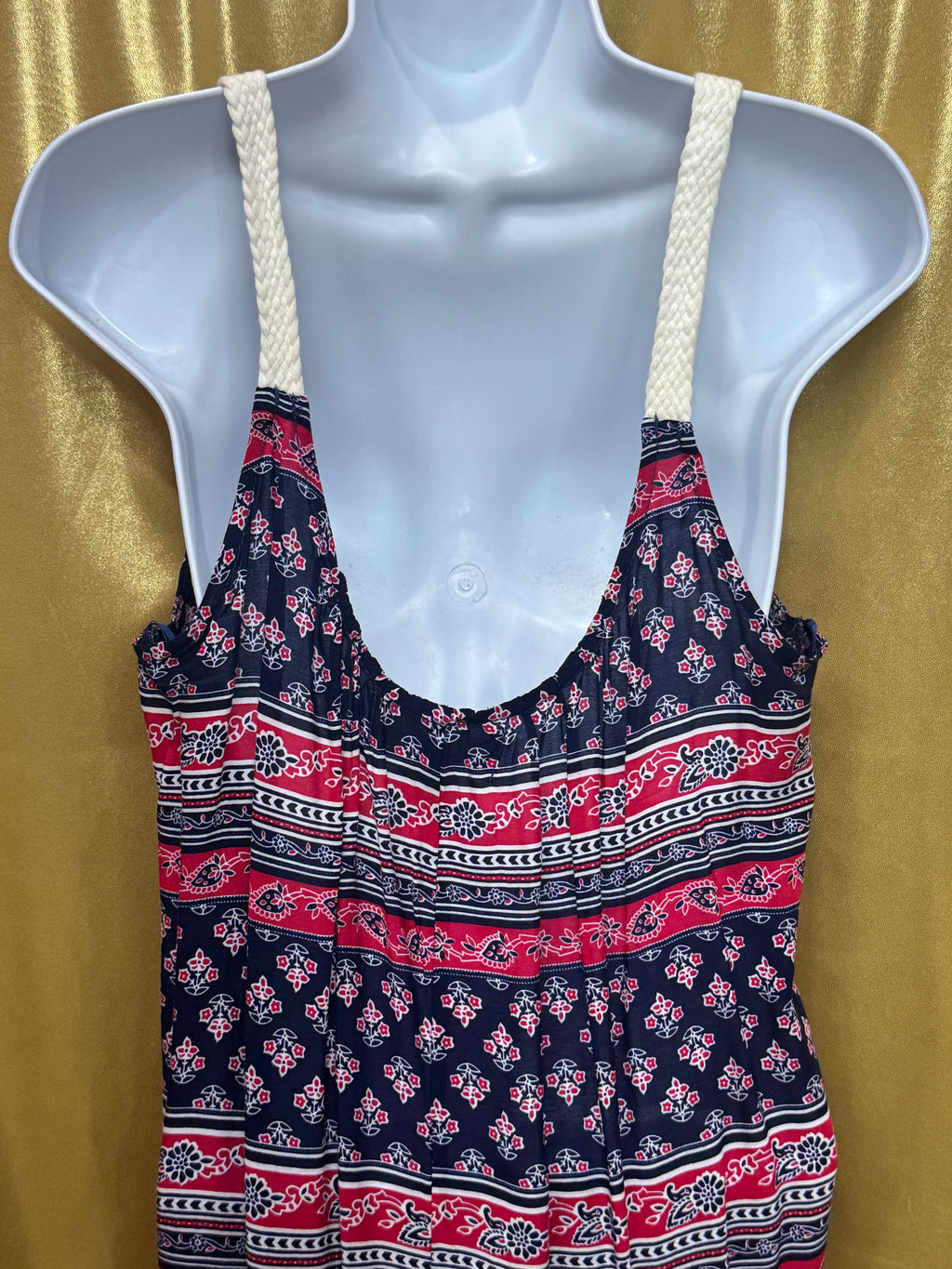 Epilogue Bohemian Geometric Floral Print Tank Top Tunic Knit Strap Size L