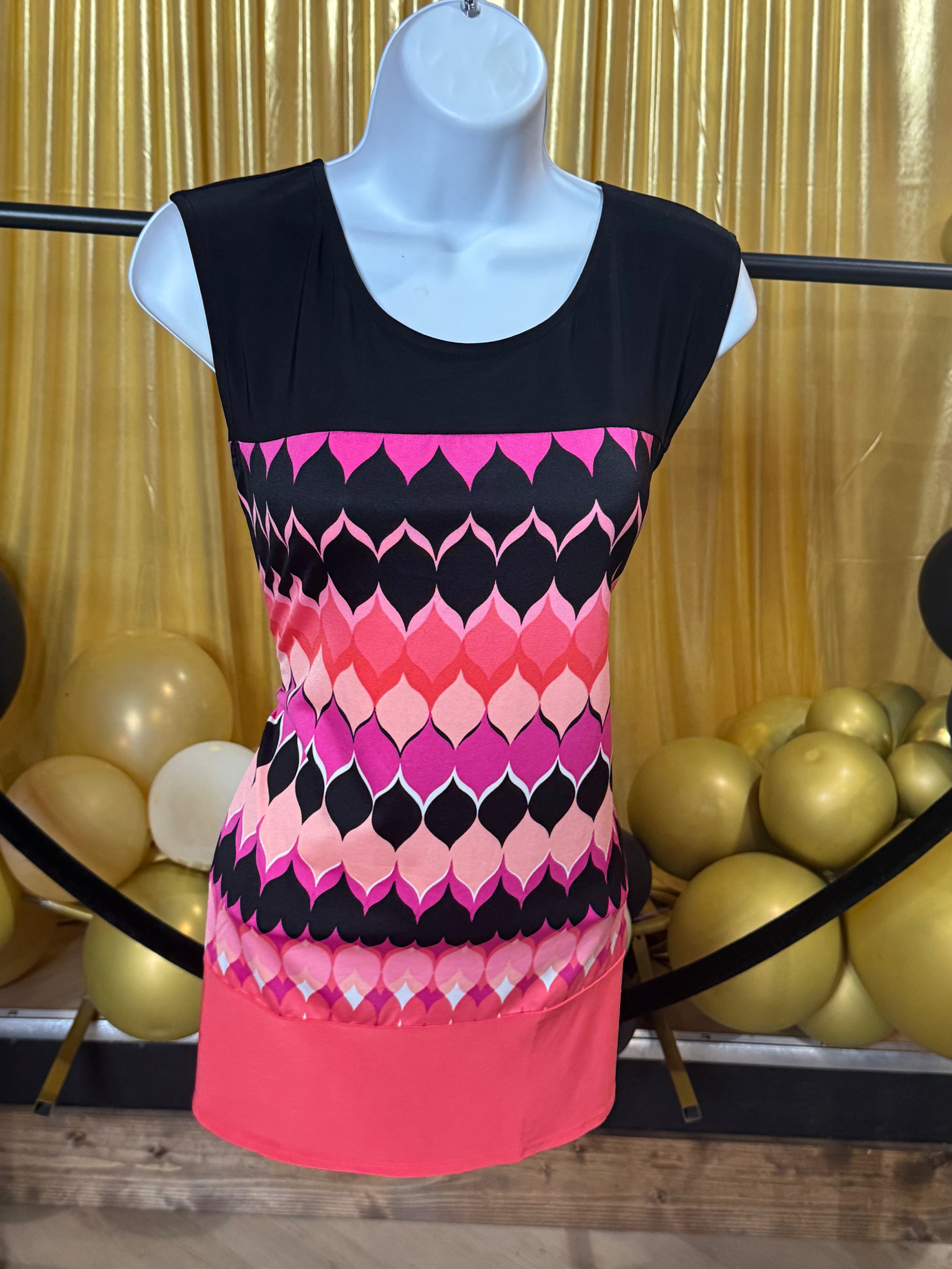 New Directions Pink & Black Sleeveless Blouse Sz XL