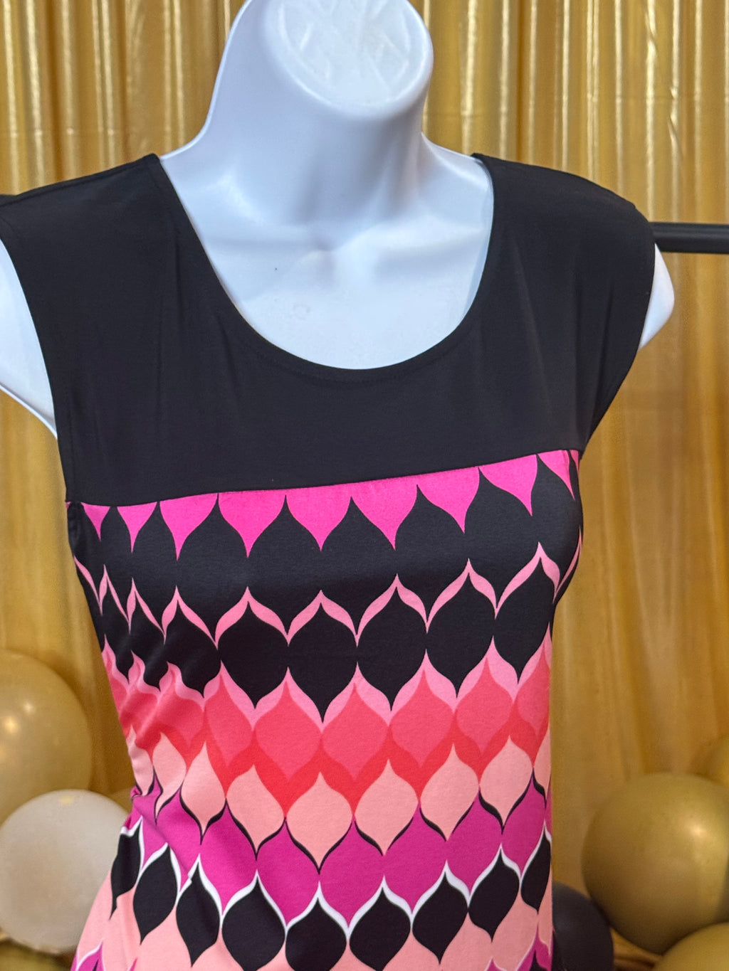 New Directions Pink & Black Sleeveless Blouse Sz XL
