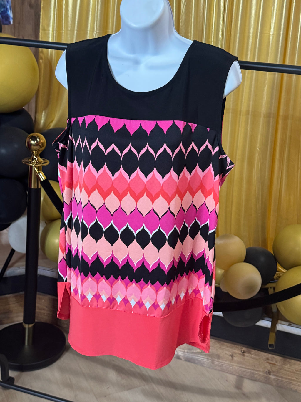 New Directions Pink & Black Sleeveless Blouse Sz XL