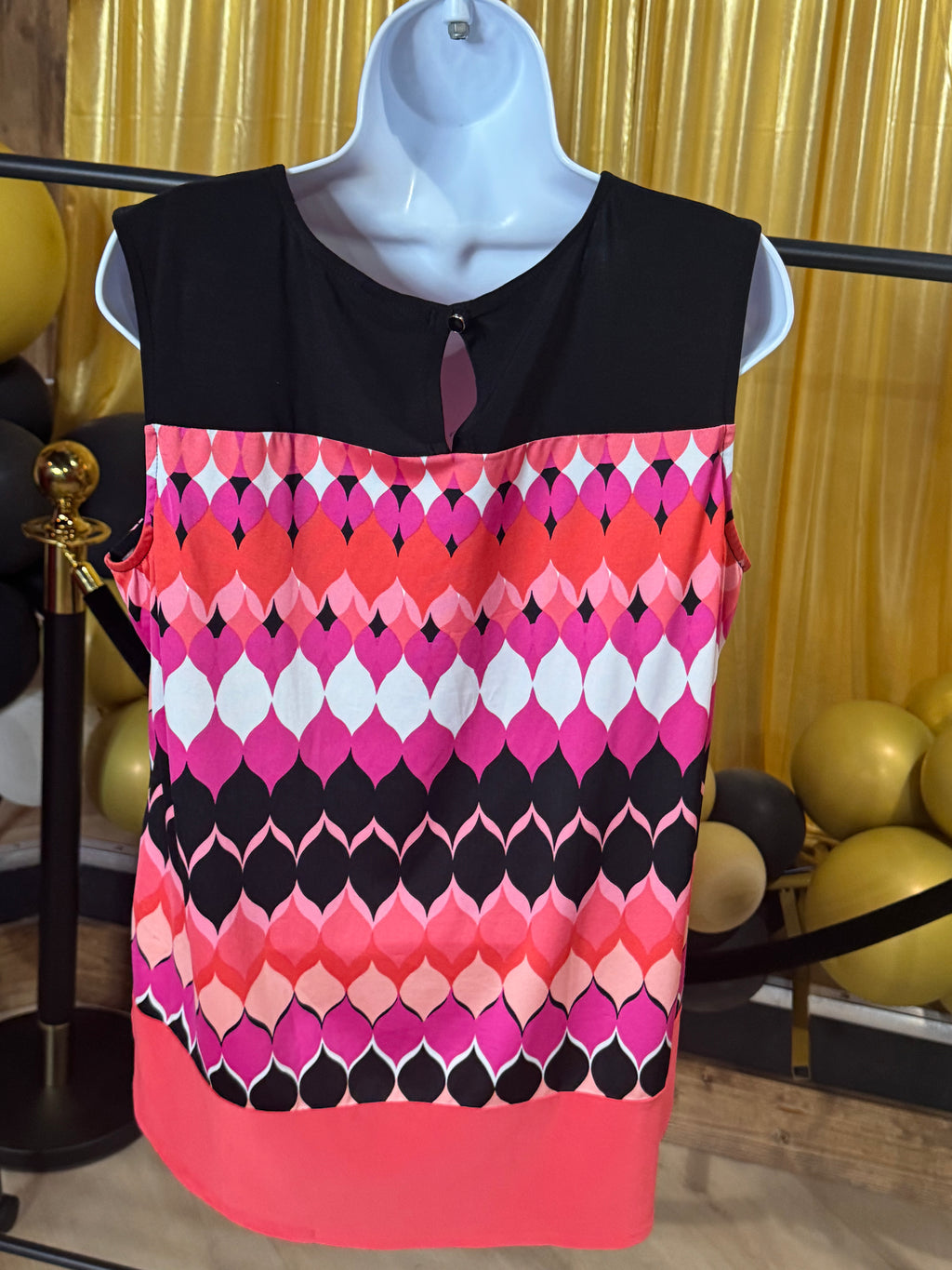 New Directions Pink & Black Sleeveless Blouse Sz XL