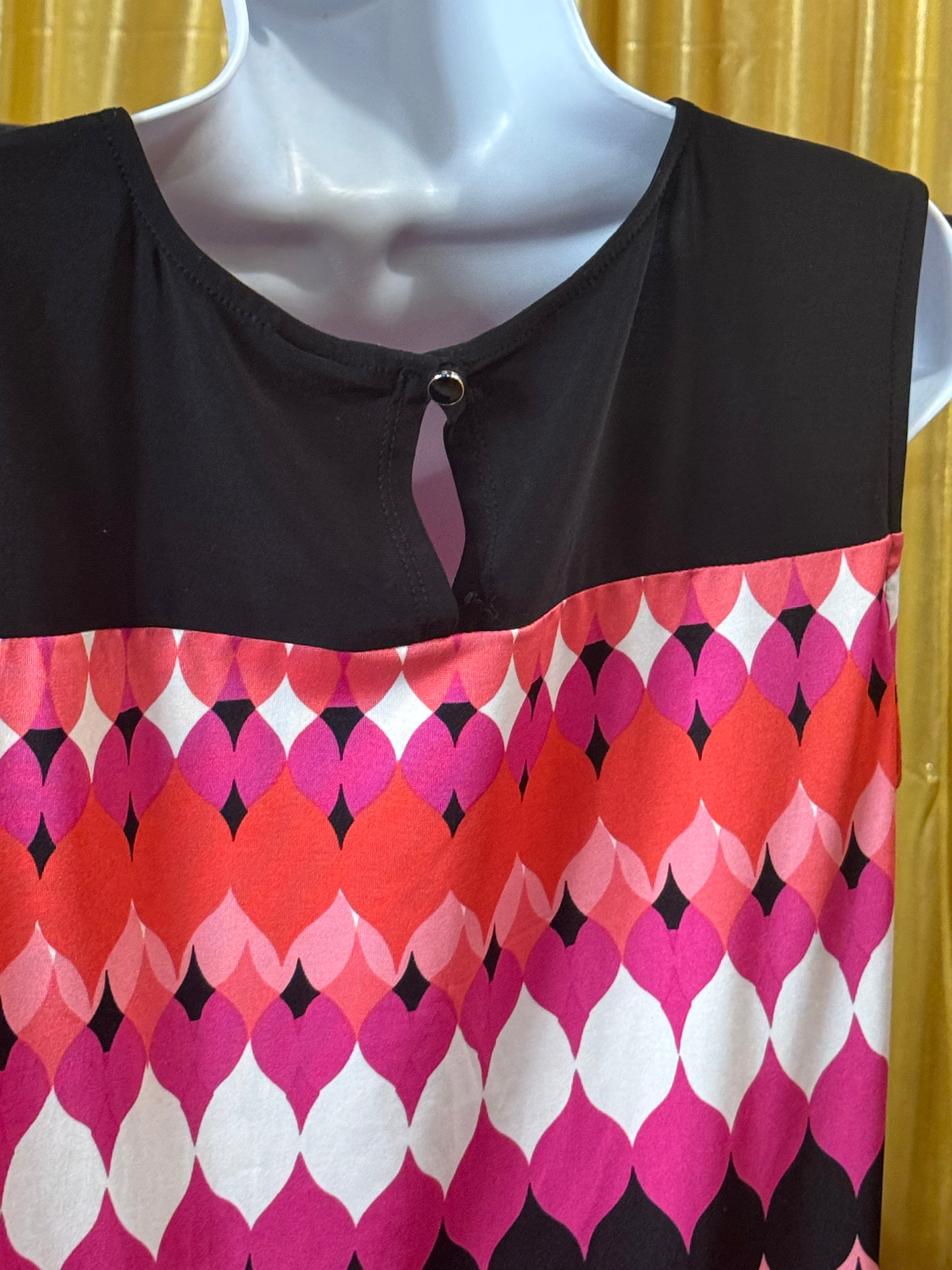 New Directions Pink & Black Sleeveless Blouse Sz XL