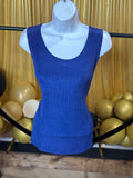 Piccadilly Vintage Blue Sleeveless Blouse Sz XL