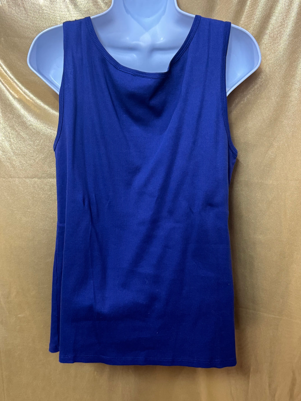 Emma James Purple Ribbed Tank Top Large 100% Cotton Beaded Embellished Neckline